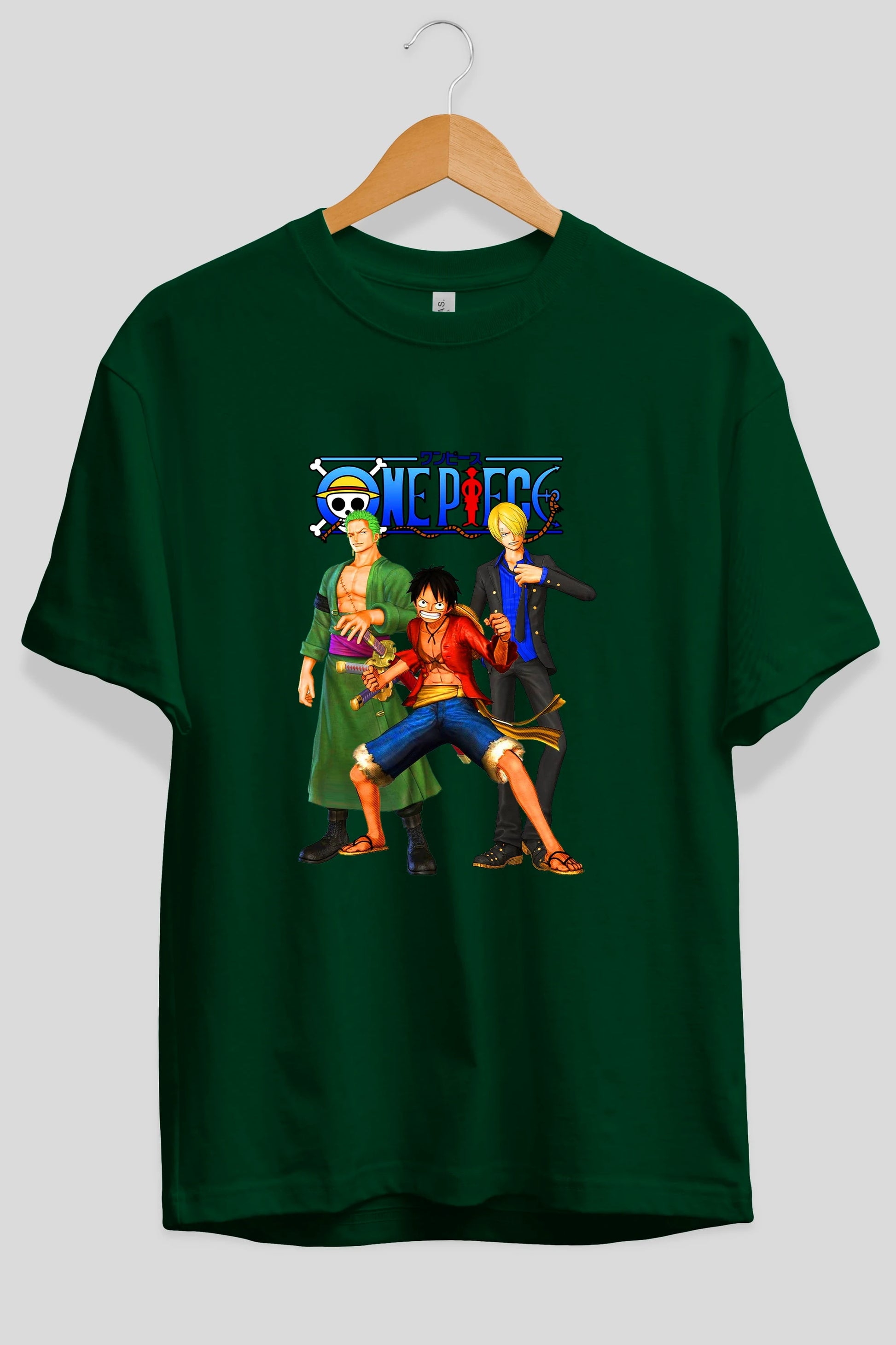 Luffy Sanji Zoro Anime Ön Baskılı Oversize t-shirt Erkek Kadın Unisex