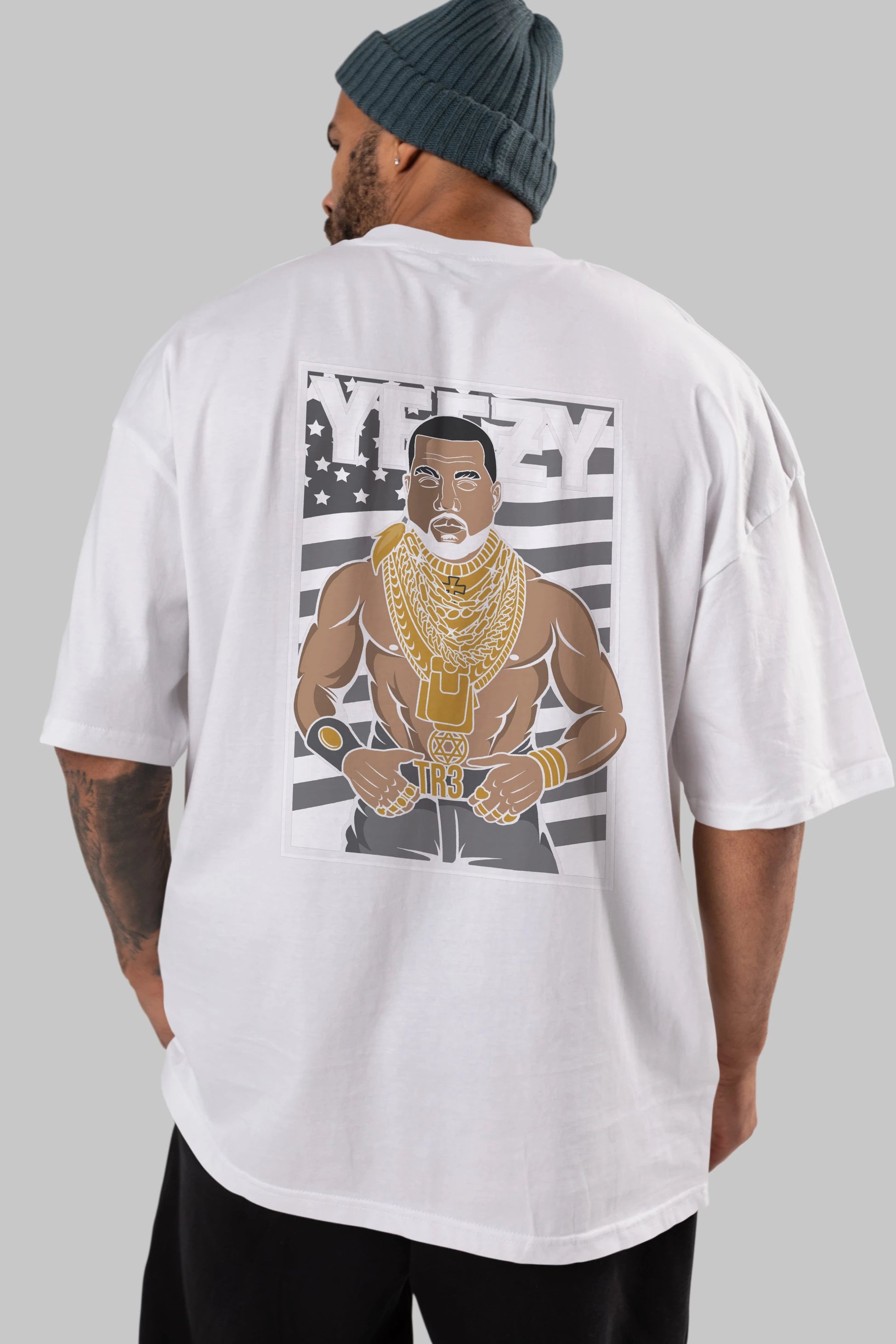 Mr.T Arka Baskılı Oversize t-shirt Erkek Kadın Unisex %100 Pamuk tişort