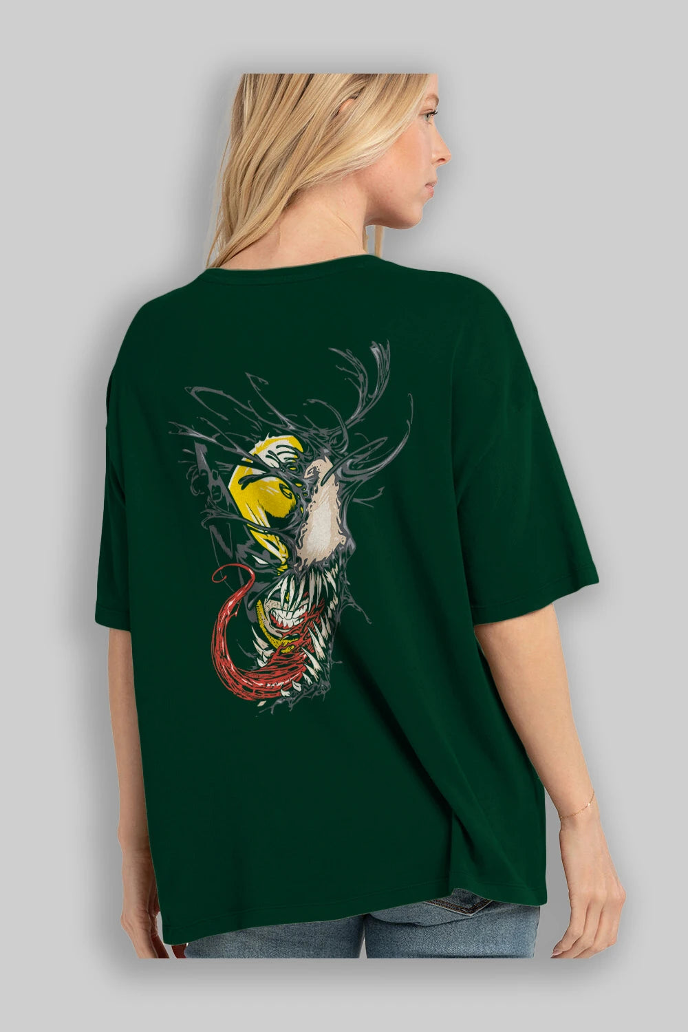 Venom (4) Arka Baskılı Oversize t-shirt Erkek Kadın Unisex %100 Pamuk Bisiklet Yaka tişort