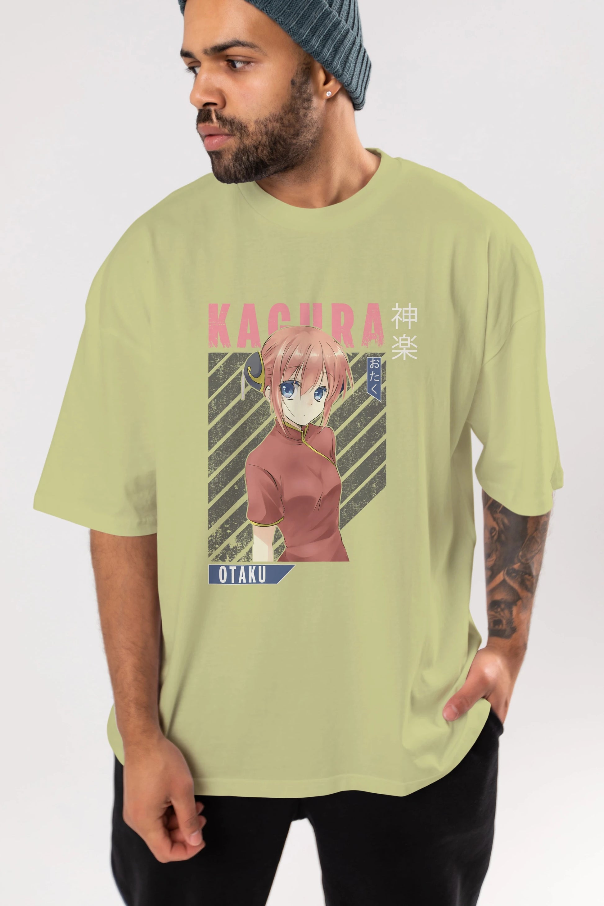 Kagura GINTAMA Anime Ön Baskılı Oversize t-shirt %100 pamuk Erkek Kadın Unisex