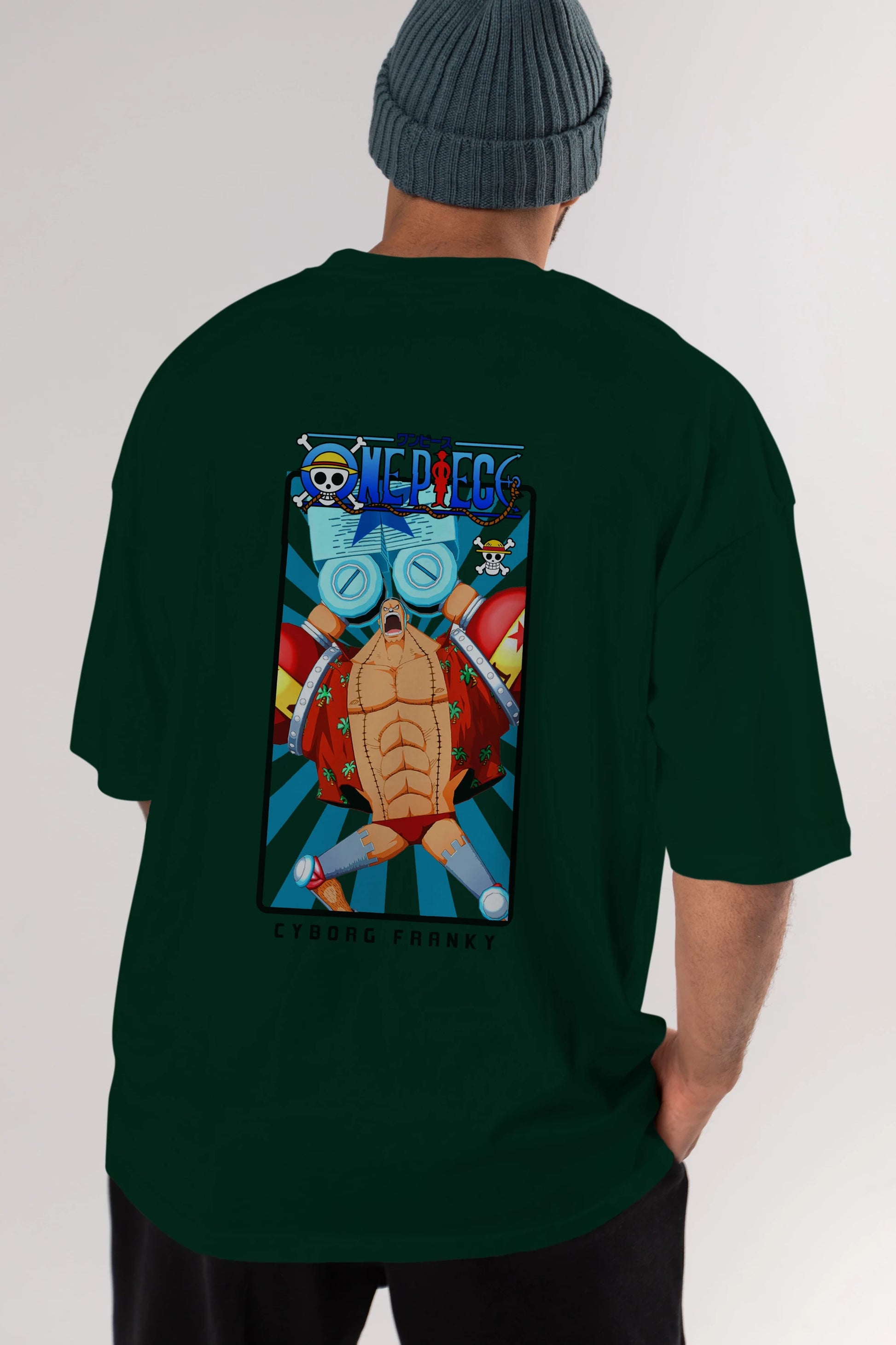 Franky Anime Arka Baskılı Oversize t-shirt Erkek Kadın Unisex %100 pamuk tişort
