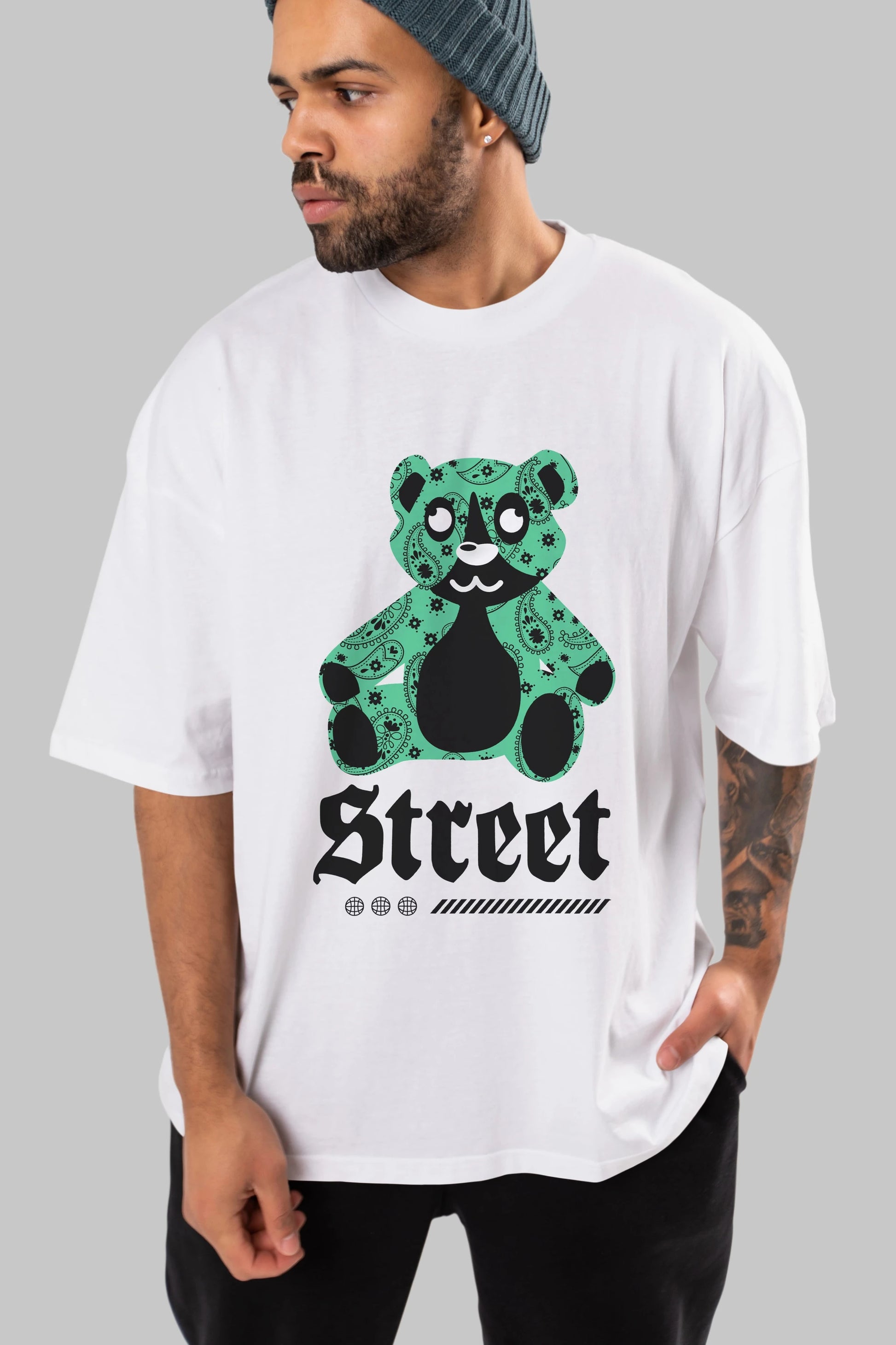 Street Bear Ön Baskılı Oversize t-shirt Erkek Kadın Unisex