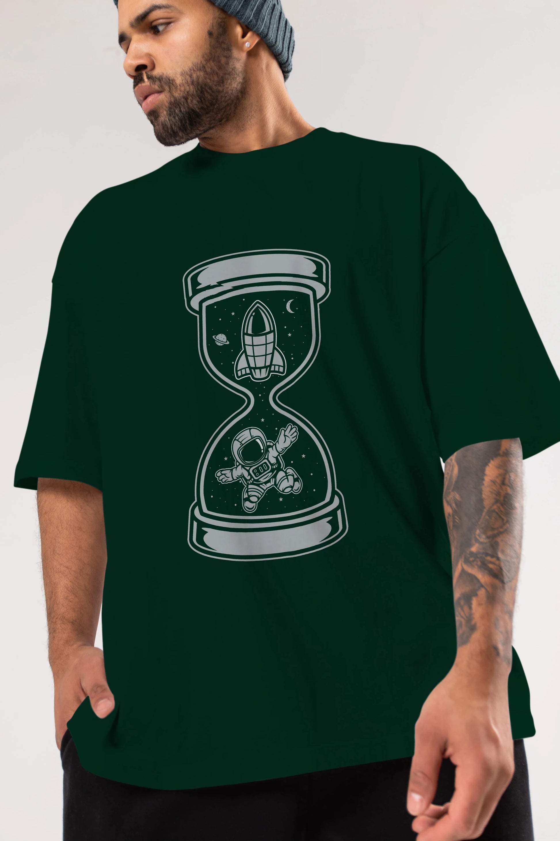 Astronaut Time Ön Baskılı Oversize t-shirt Erkek Kadın Unisex