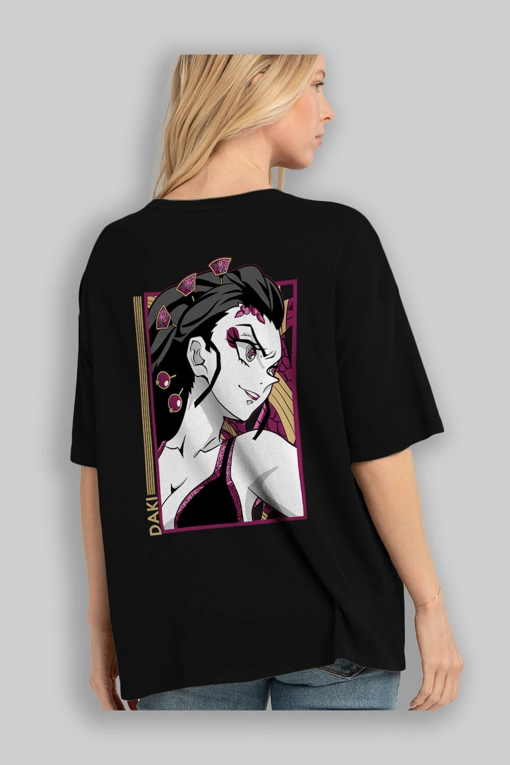 Daki DEMION SLAYER Anime Arka Baskılı Oversize t-shirt Erkek Kadın Unisex