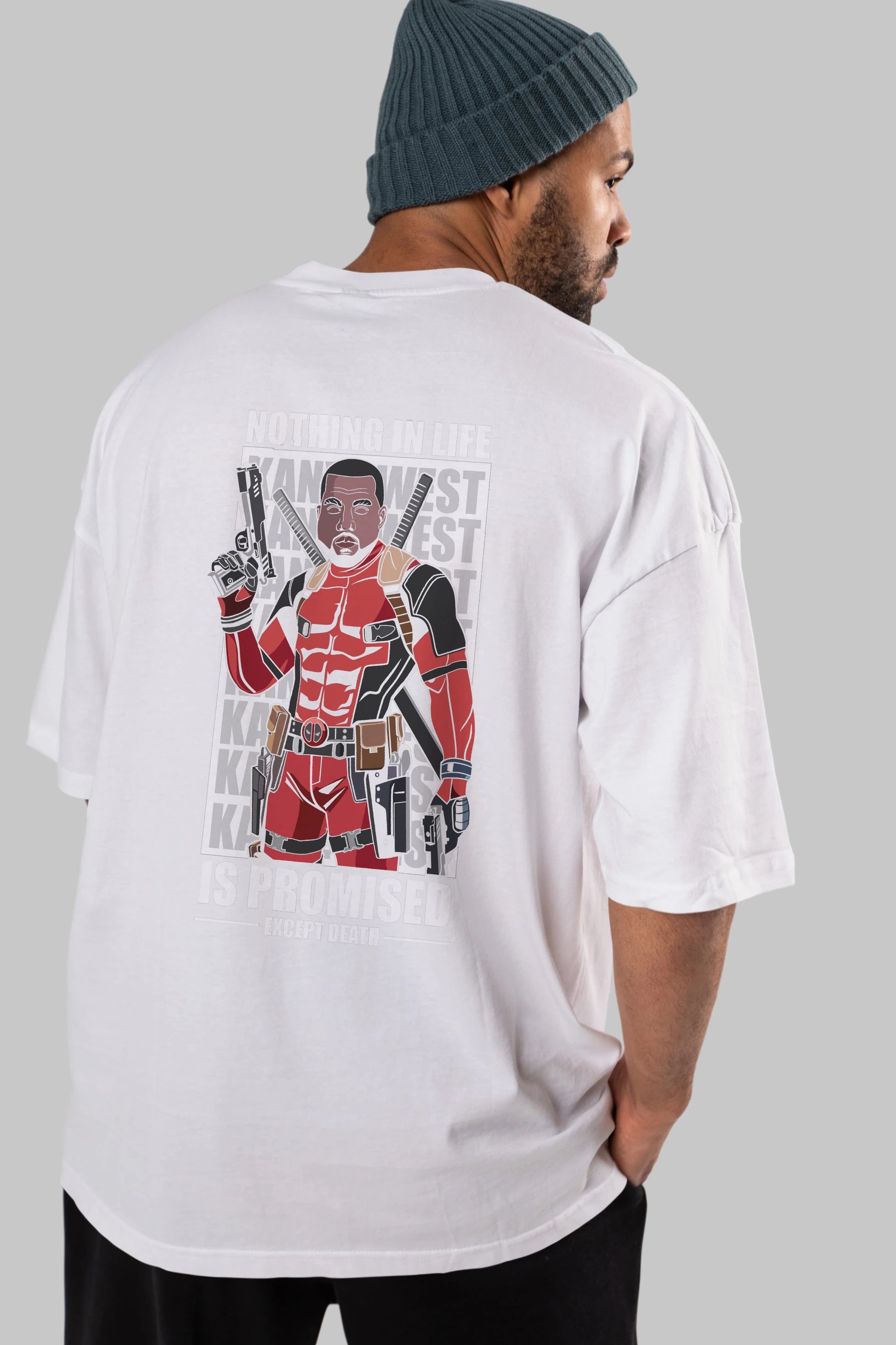 Kanye West Deadpool Arka Baskılı Oversize t-shirt Erkek Kadın Unisex %100 Pamuk tişort