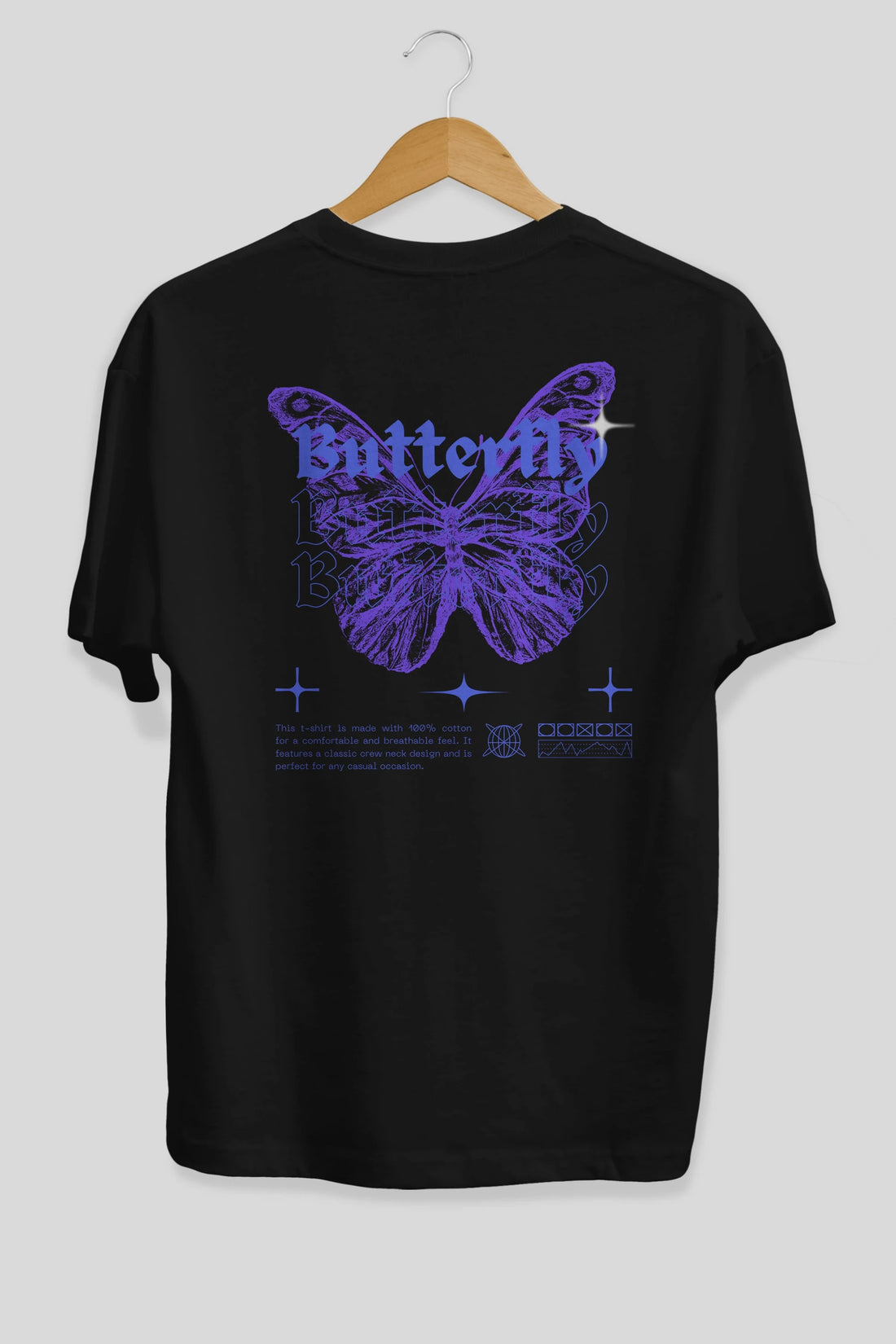 Butterfly Streetwear Arka Baskılı Oversize t-shirt Erkek Kadın Unisex