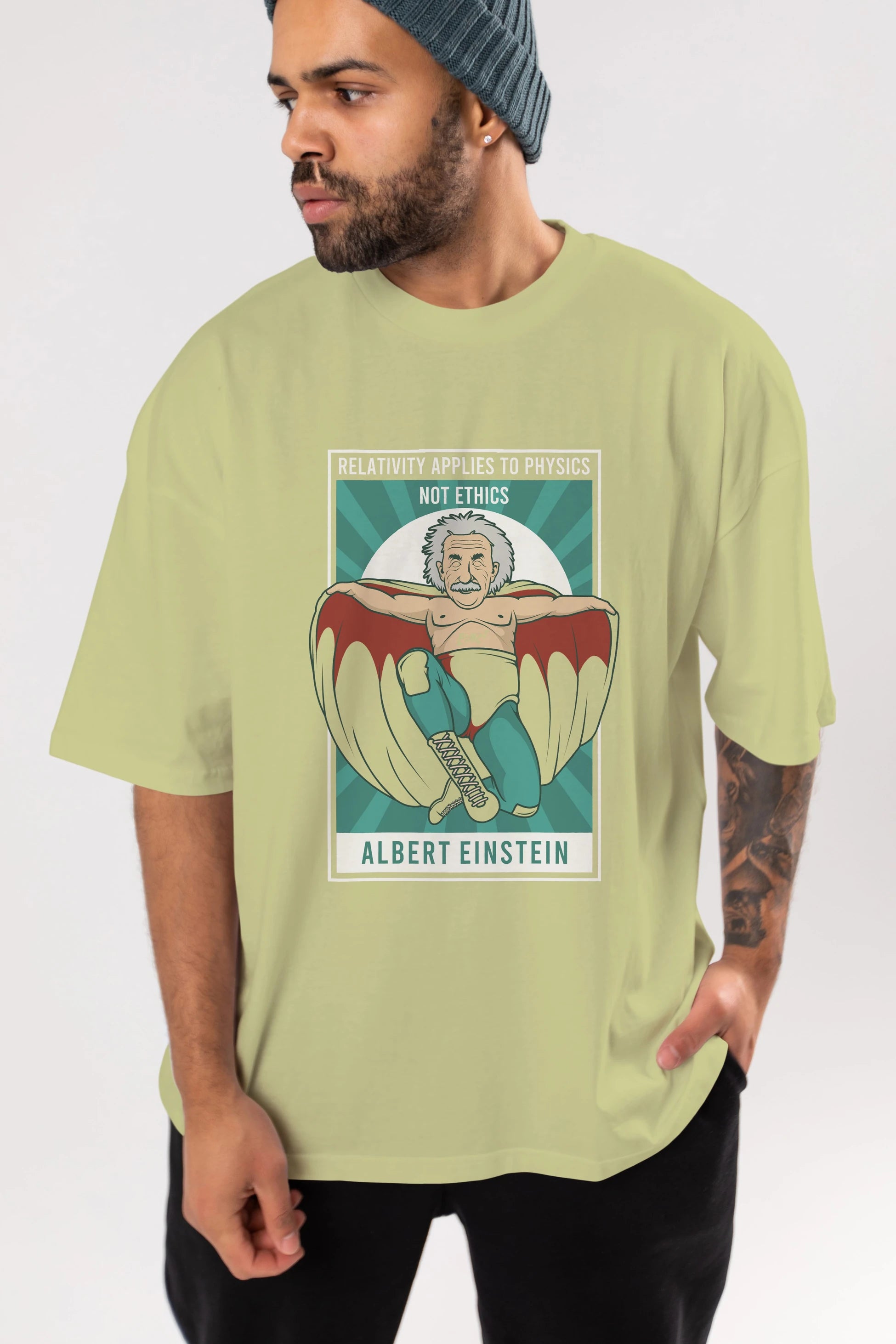 Nacho Libre Einstein Ön Baskılı Oversize t-shirt Erkek Kadın Unisex %100 Pamuk tişort