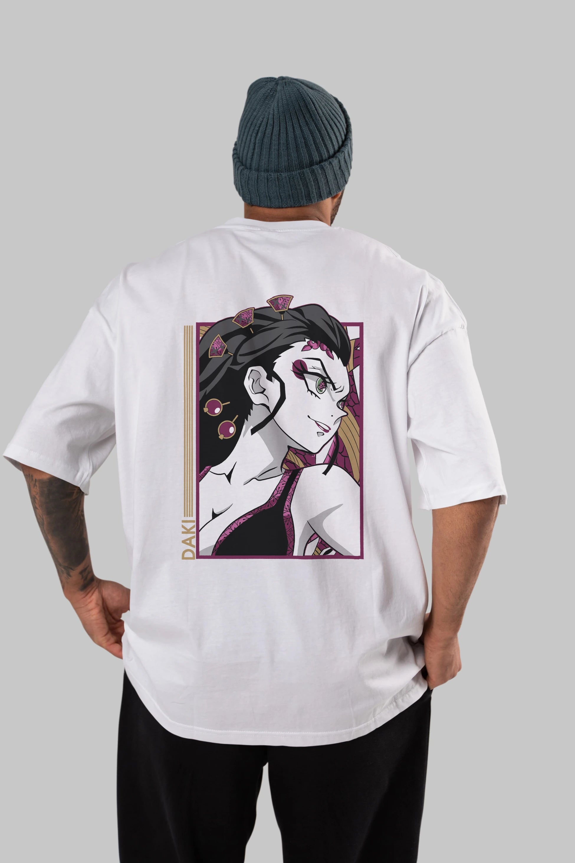 Daki DEMION SLAYER Anime Arka Baskılı Oversize t-shirt Erkek Kadın Unisex