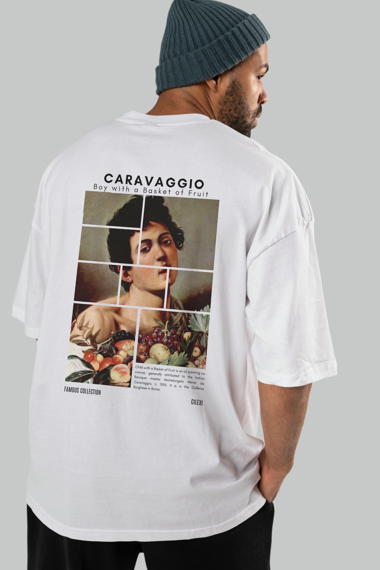 Caravaggio Boy Arka Baskılı Oversize t-shirt Erkek Kadın Bisiklet Yaka Pamuk tişort