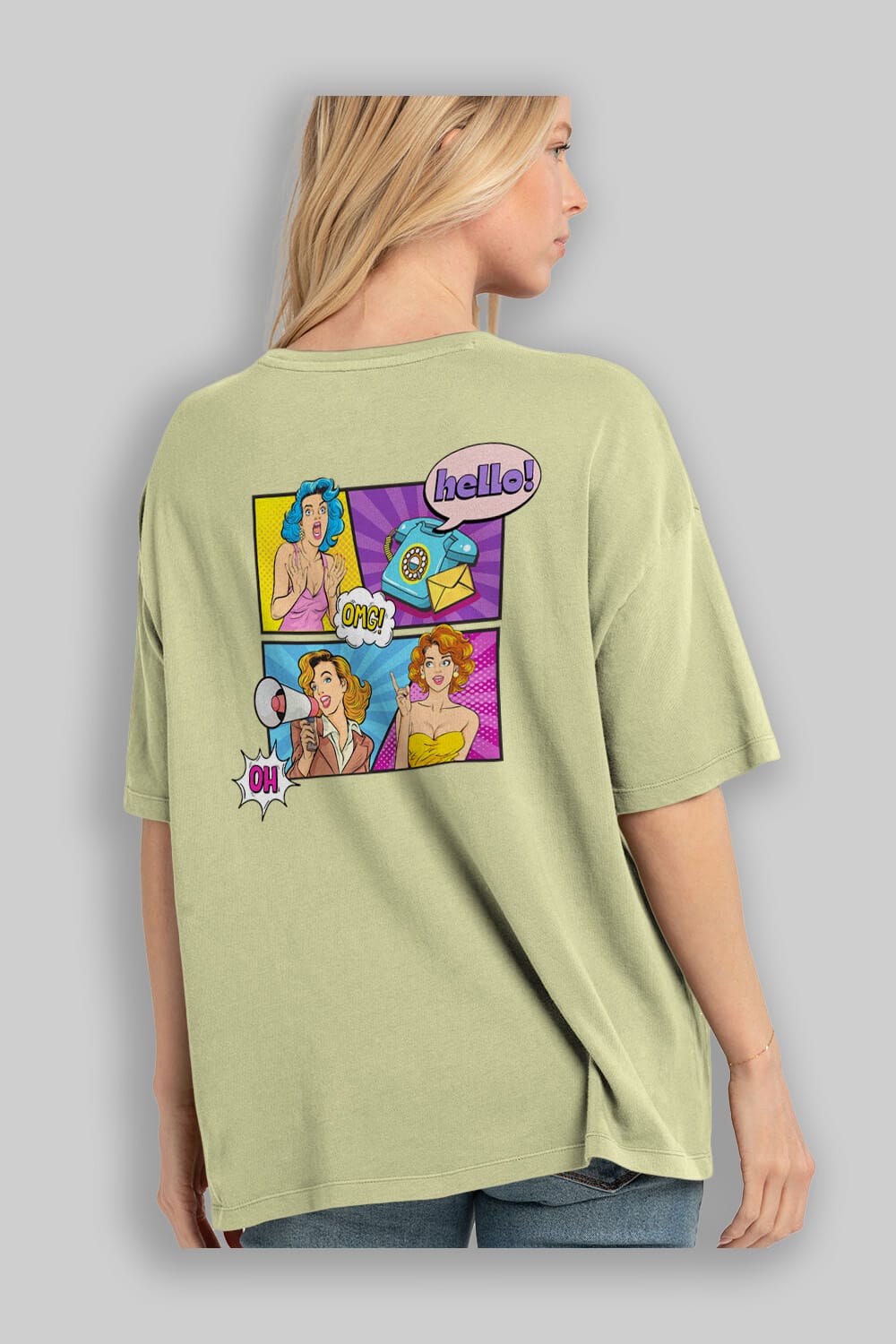 Hello OMG Arka Baskılı Oversize t-shirt Erkek Kadın Unisex
