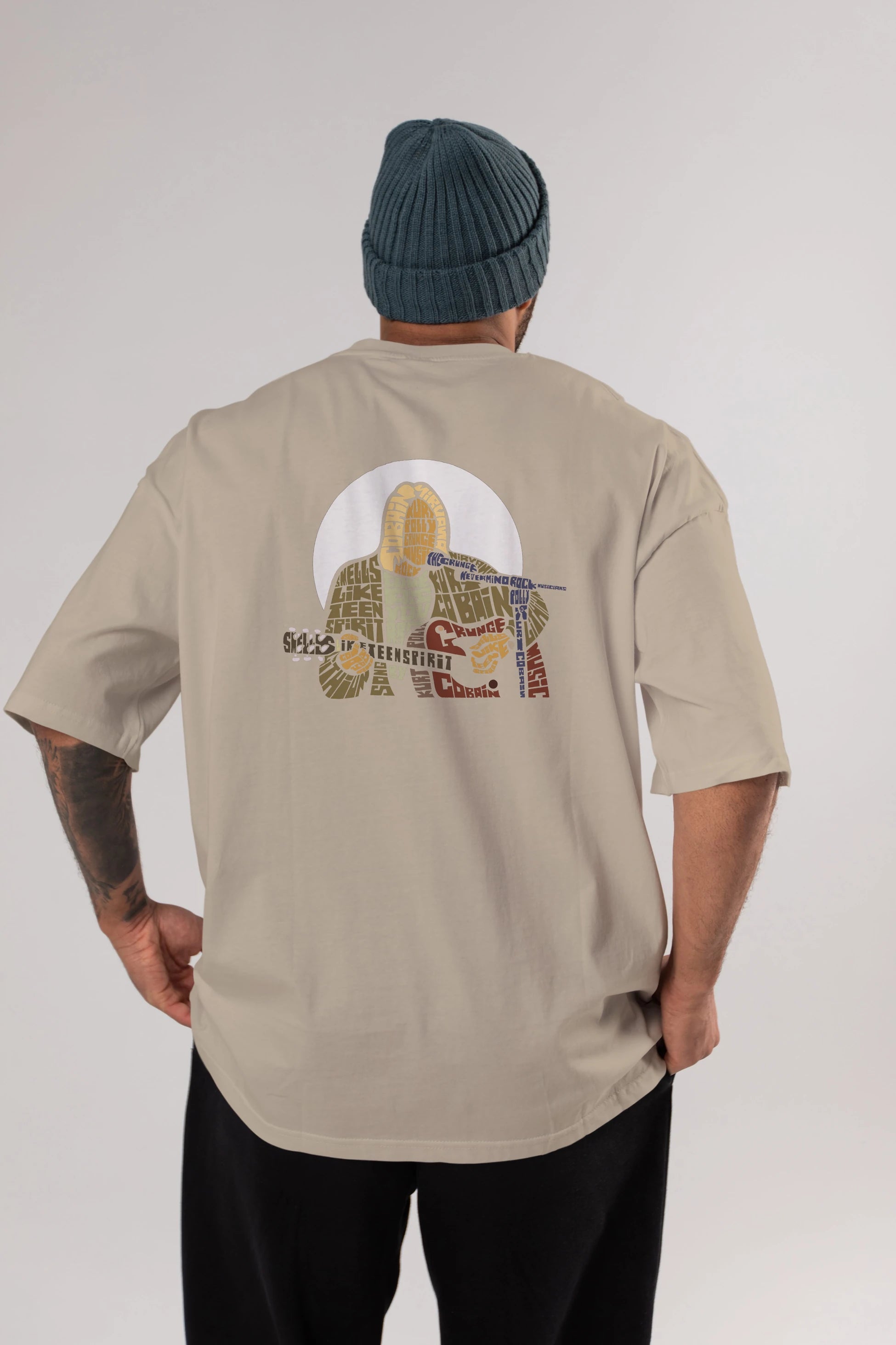 Kurt Cobain Arka Baskılı Oversize t-shirt %100 pamuk Erkek Kadın Unisex