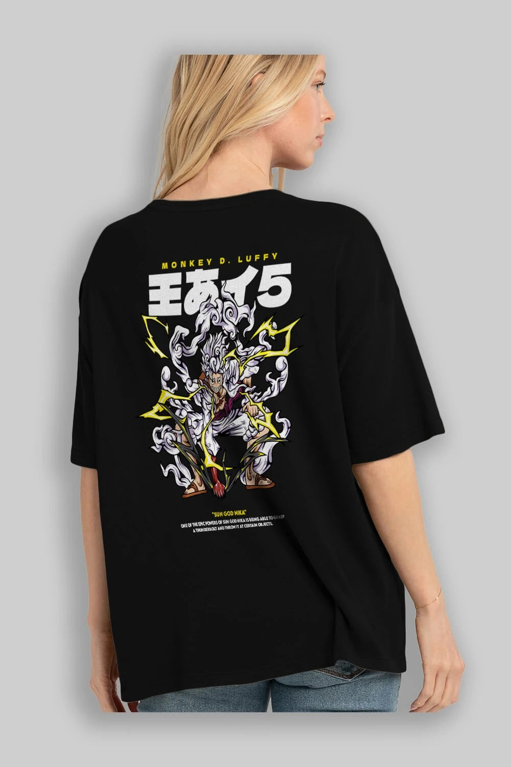 Monkey D. Luffy GEAR5 1 Anime Arka Baskılı Oversize t-shirt Erkek Kadın Unisex