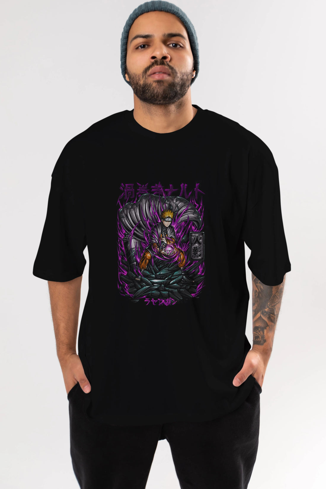 NARUTO Anime Ön Baskılı Oversize t-shirt %100 pamuk Erkek Kadın Unisex