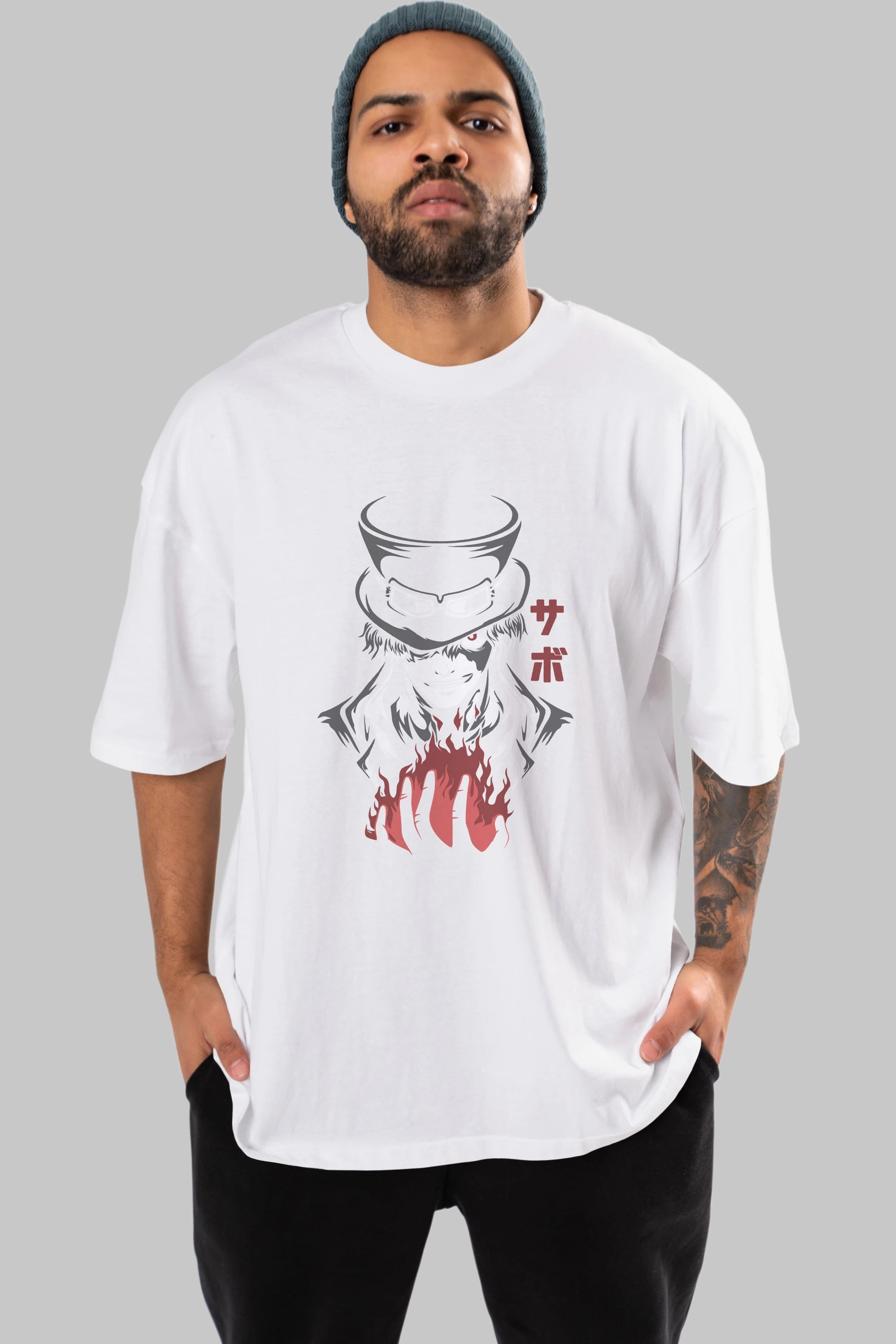 SaboOnePiece Anime Ön Baskılı Oversize t-shirt %100 pamuk Erkek Kadın Unisex