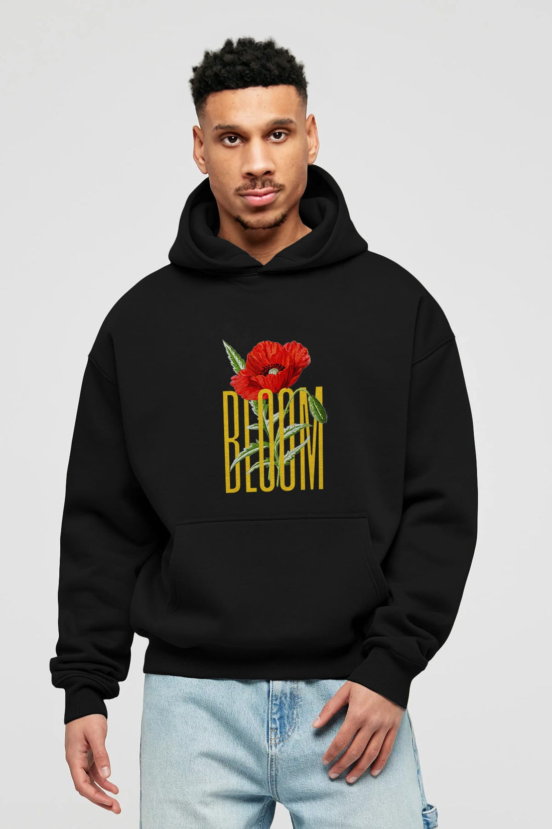 Bloom Flower Ön Baskılı Oversize Hoodie Kapüşonlu Sweatshirt Erkek Kadın Unisex