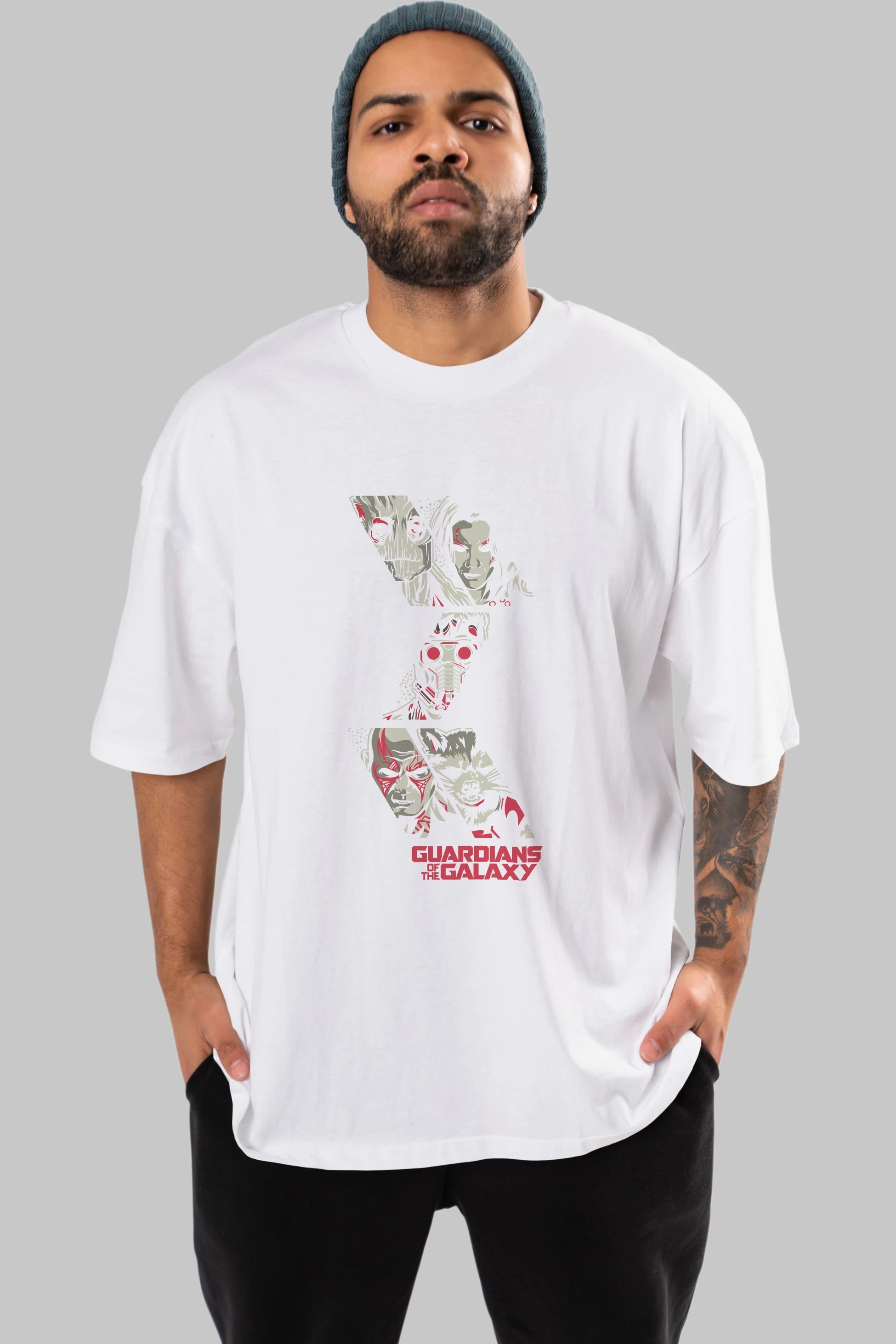 Guardians of The Galaxy (2) Ön Baskılı Oversize t-shirt Erkek Kadın Unisex %100 Pamuk Bisiklet Yaka tişort