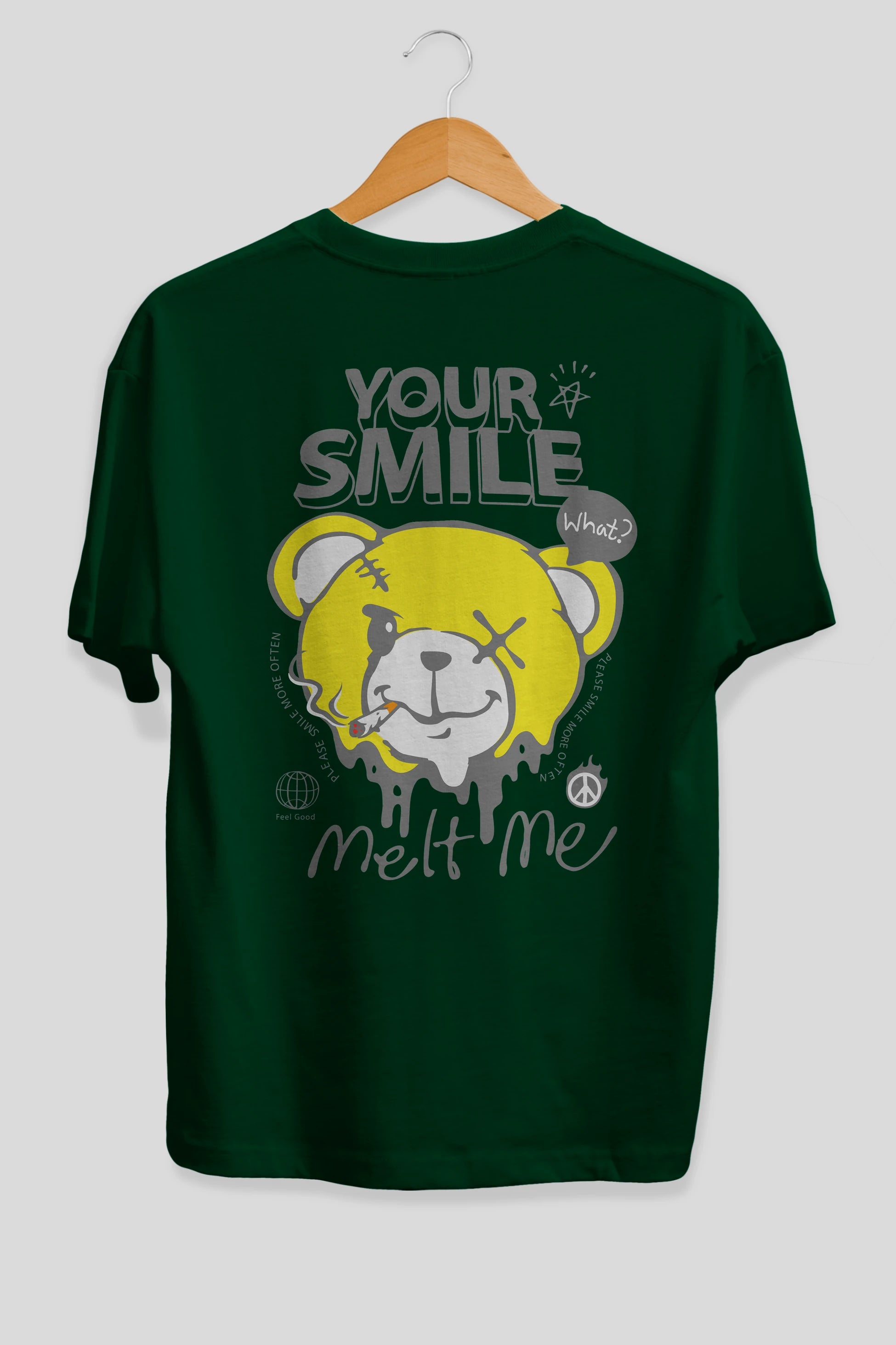 Your Smile Bear Arka Baskılı Oversize t-shirt Erkek Kadın Unisex