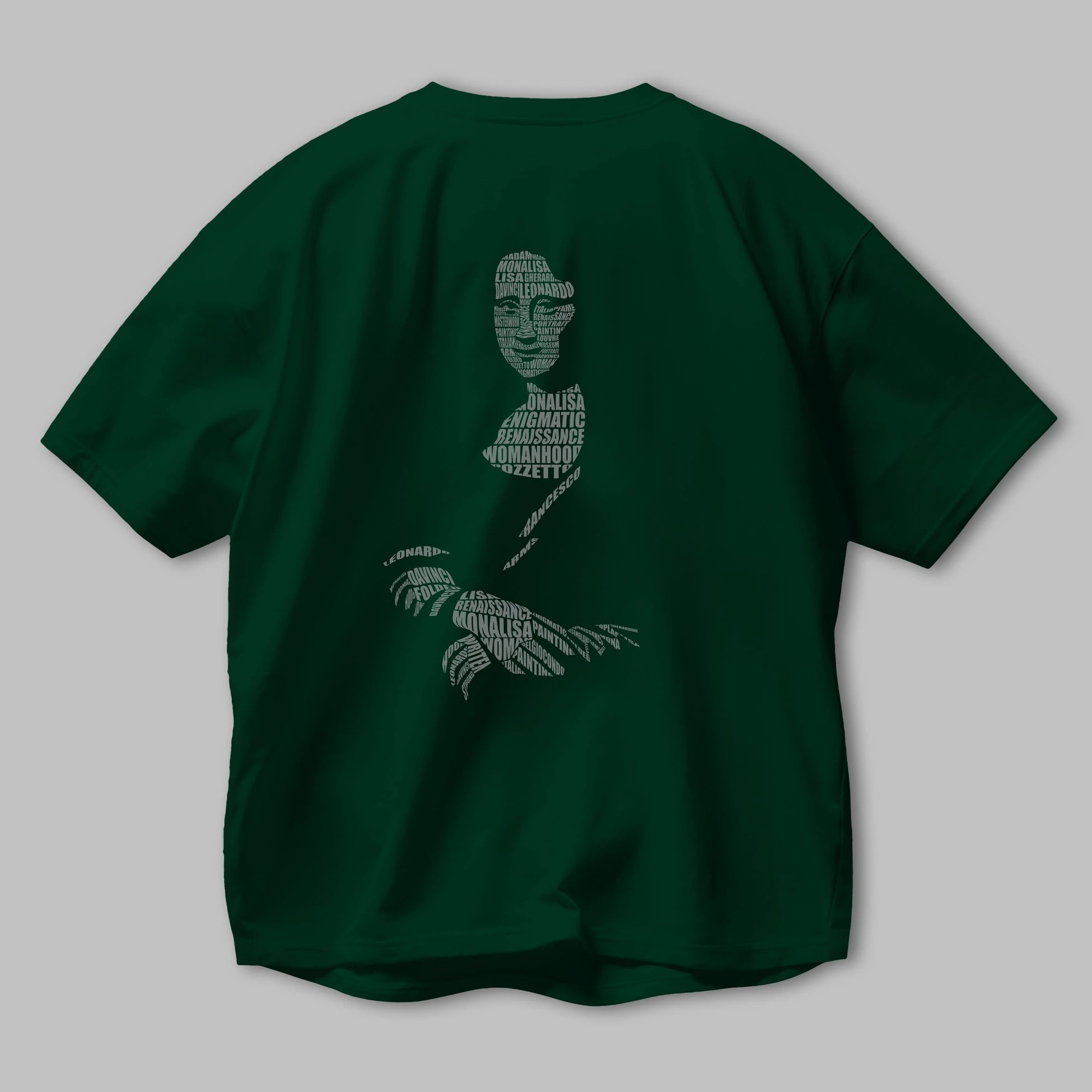 Mona Lisa Calligram Arka Baskılı Oversize t-shirt %100 pamuk Erkek Kadın Unisex