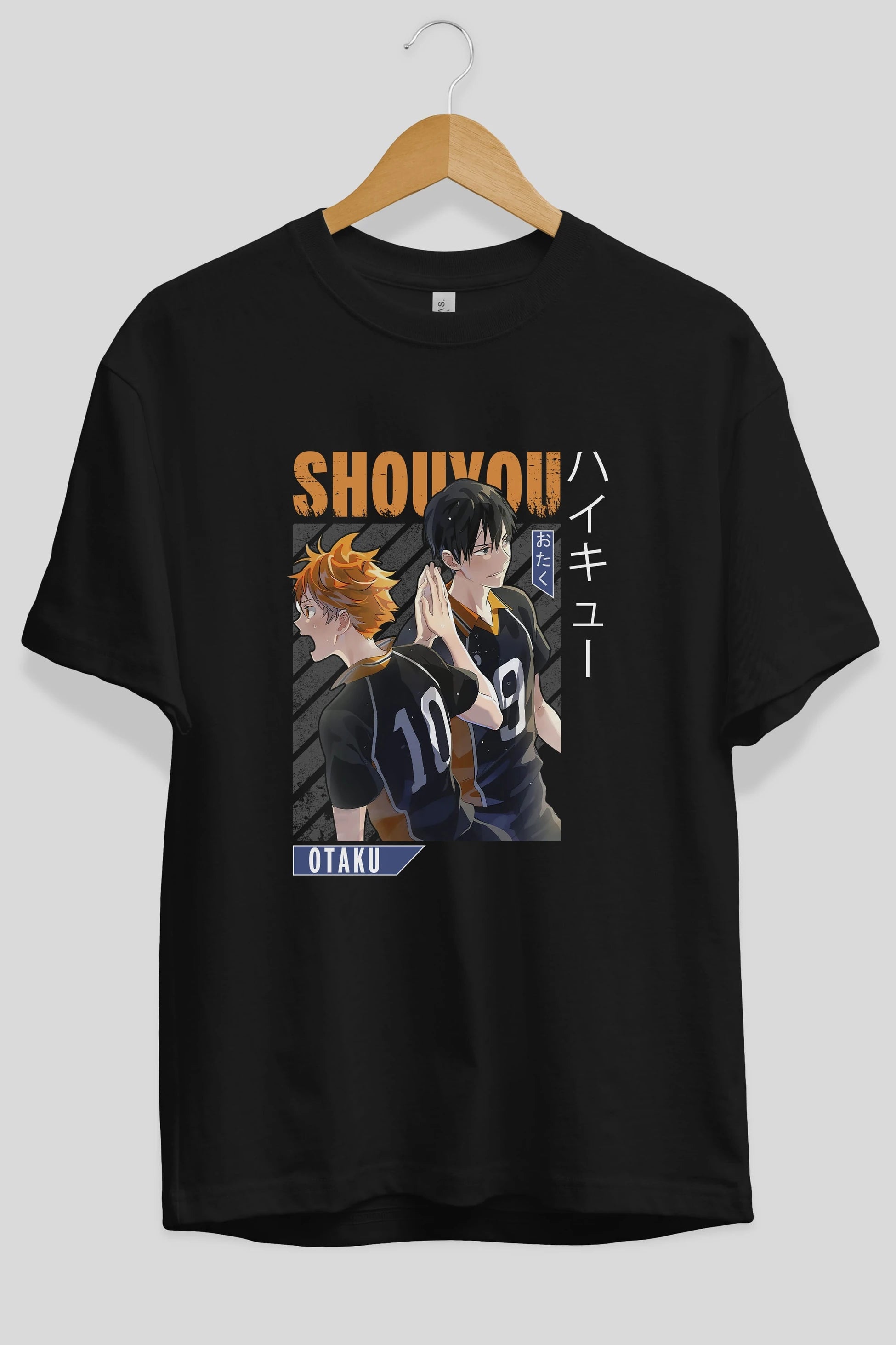 Shouyou Hinata 12 Anime Ön Baskılı Oversize t-shirt %100 pamuk Erkek Kadın Unisex