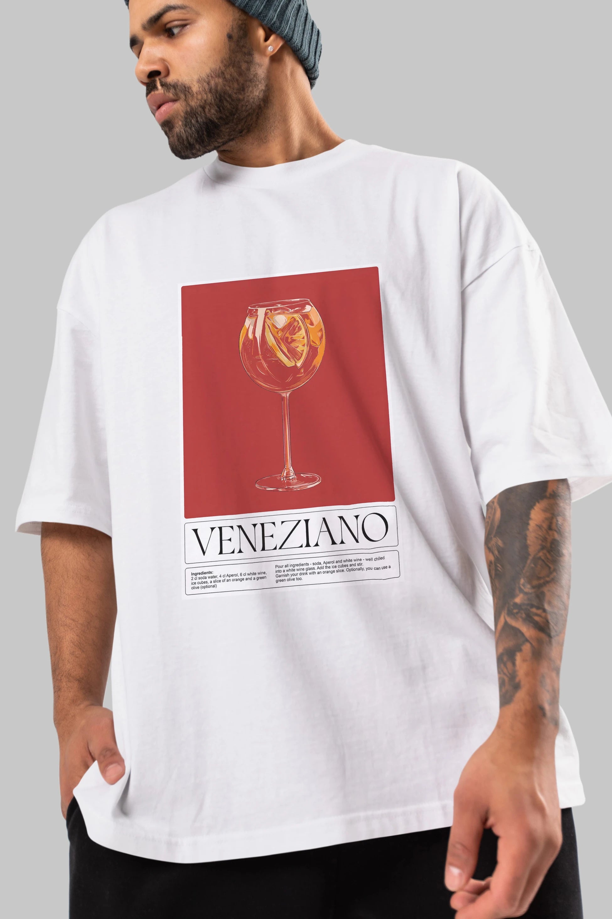 Veneziano Ön Baskılı Oversize t-shirt Erkek Kadın Unisex %100 Pamuk Bisiklet Yaka tişort