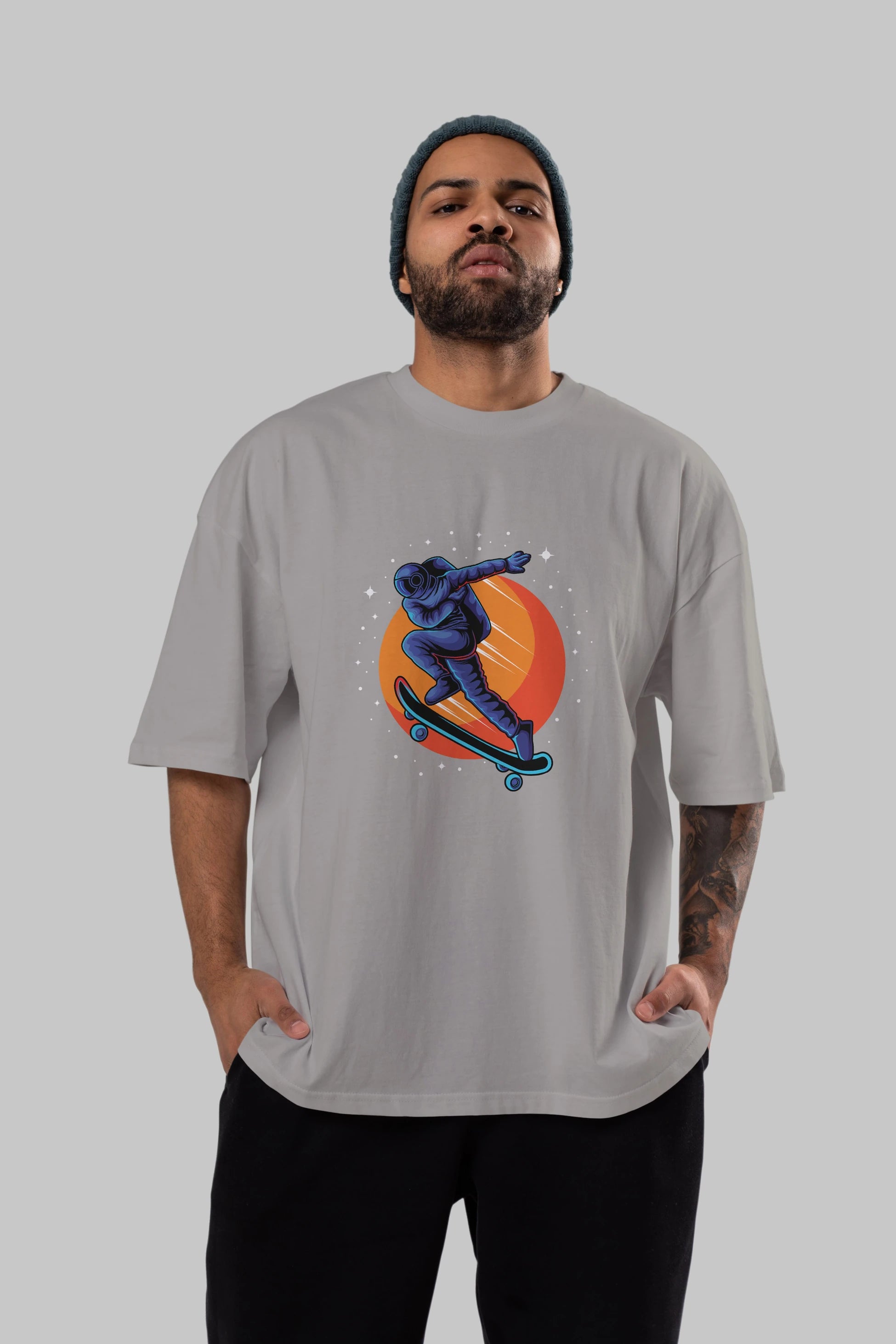 Astroskate Run Ön Baskılı Oversize t-shirt Erkek Kadın Unisex