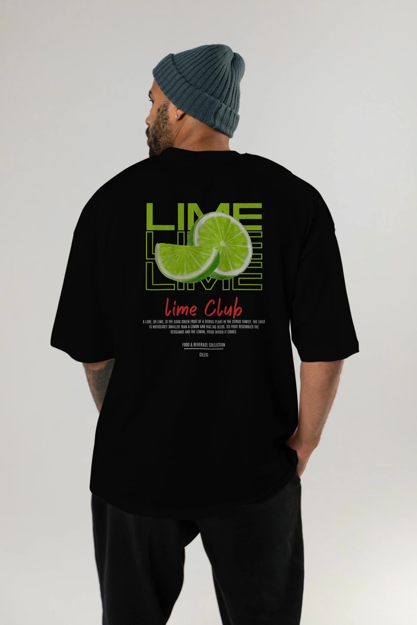 Lime Kokteyl Serisi Baskılı Oversize t-shirt Erkek Kadın Unisex %100 Pamuk Bisiklet Yaka tişort
