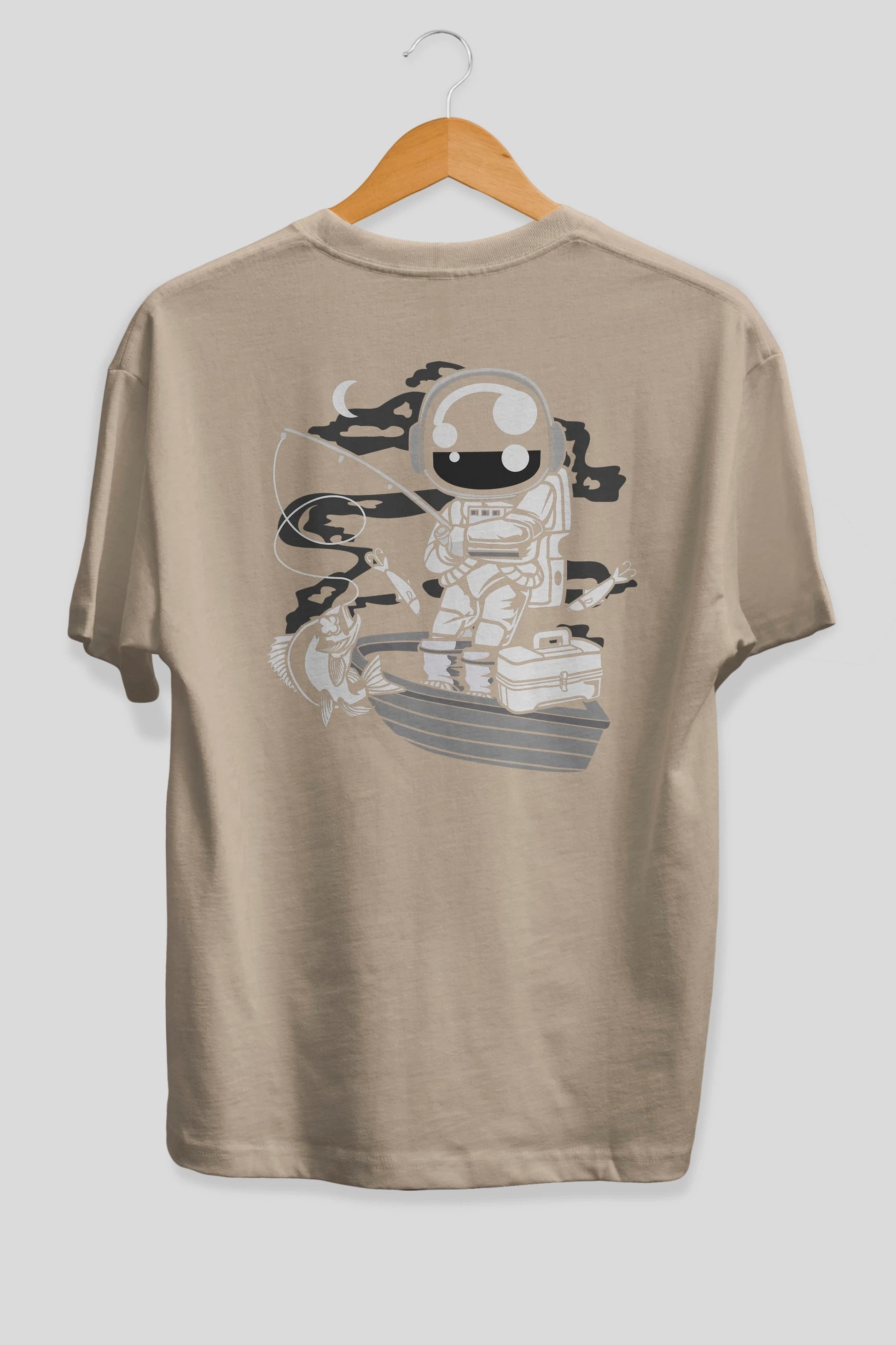 Astronaut Fisherman Arka Baskılı Oversize t-shirt Erkek Kadın Unisex
