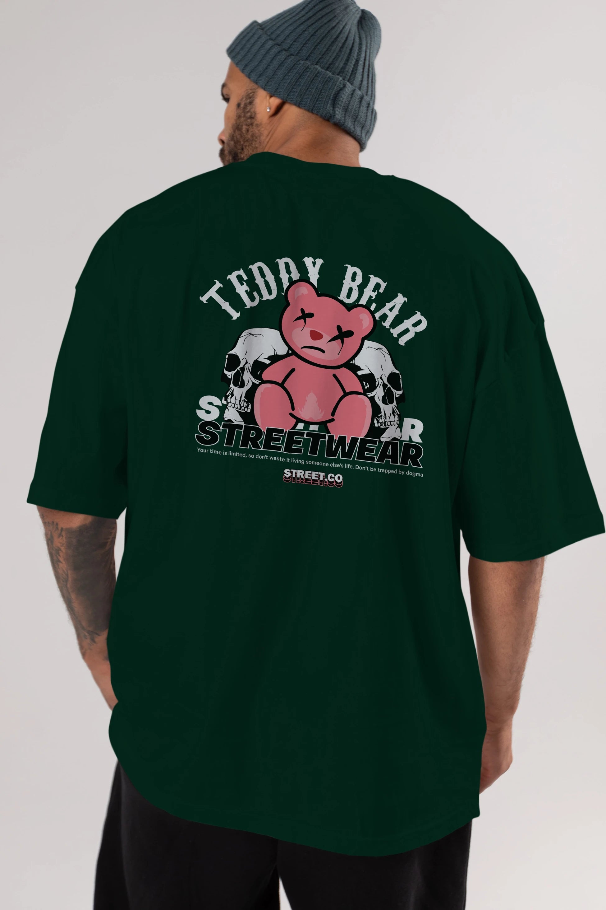 Teddy Bear Streetwear 2 Arka Baskılı Oversize t-shirt Erkek Kadın Unisex