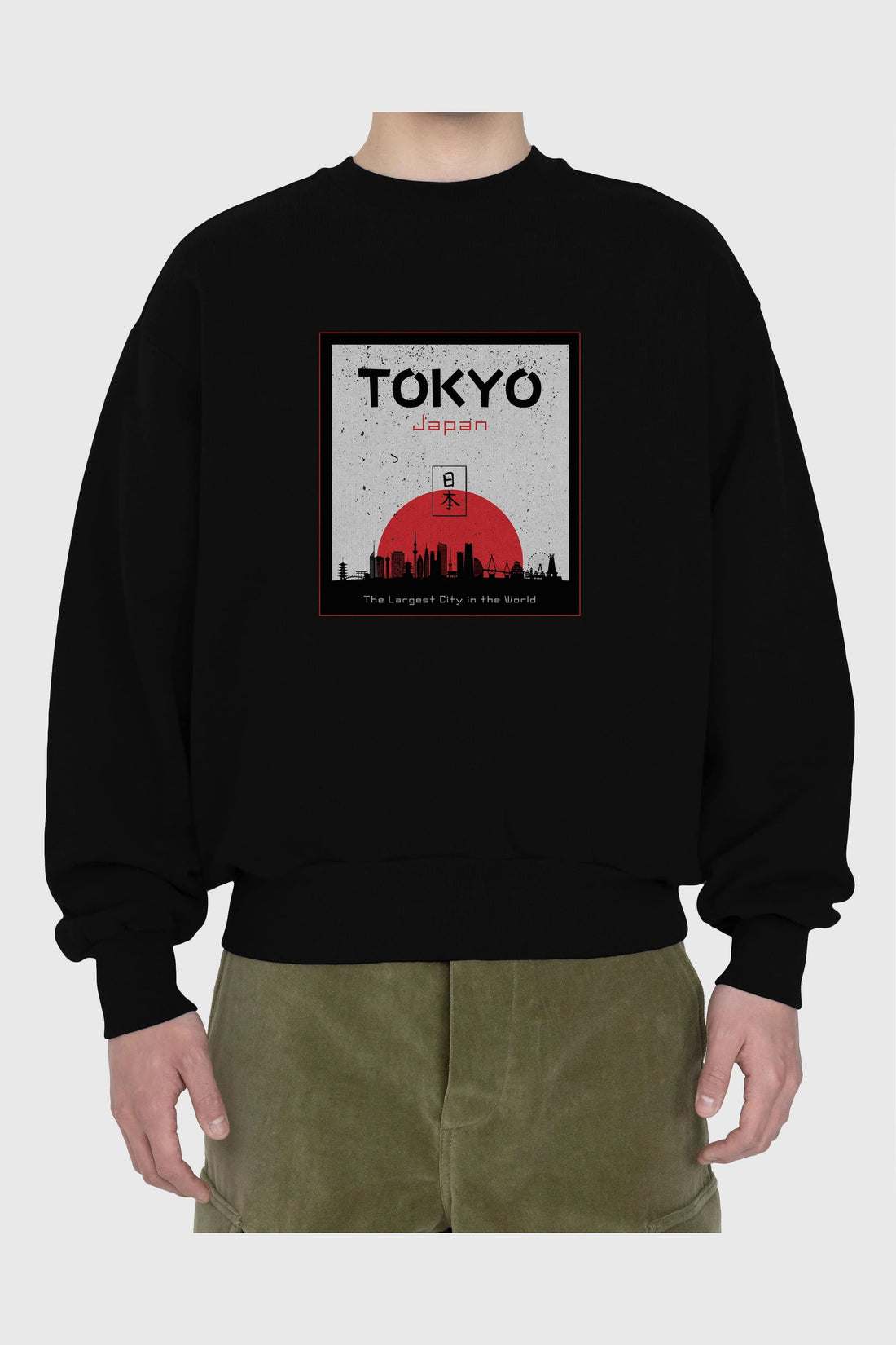 Tokyo Japan Yazılı Ön Baskılı Oversize Sweatshirt Erkek Kadın Unisex