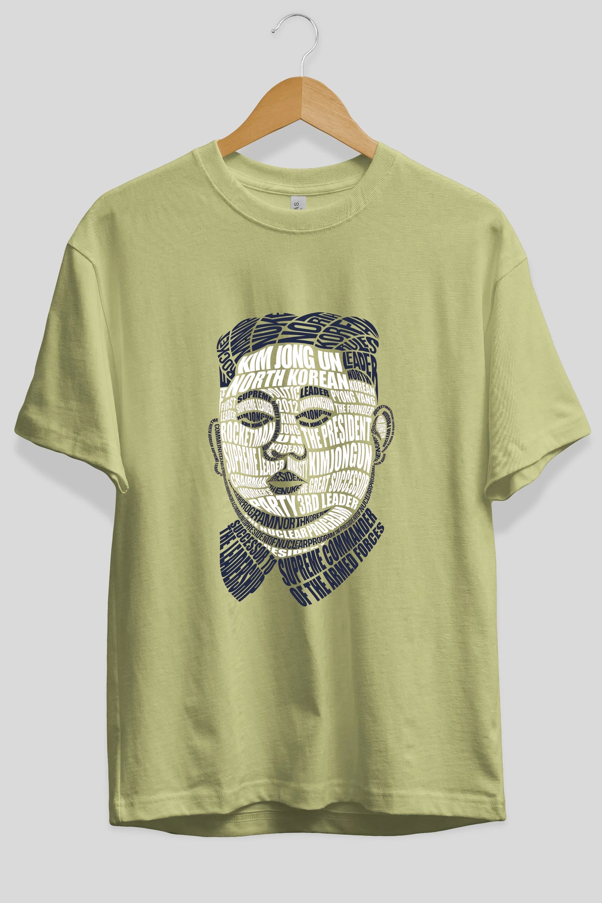 Kim Jong Un Calligram Ön Baskılı Oversize t-shirt %100 pamuk Erkek Kadın Unisex