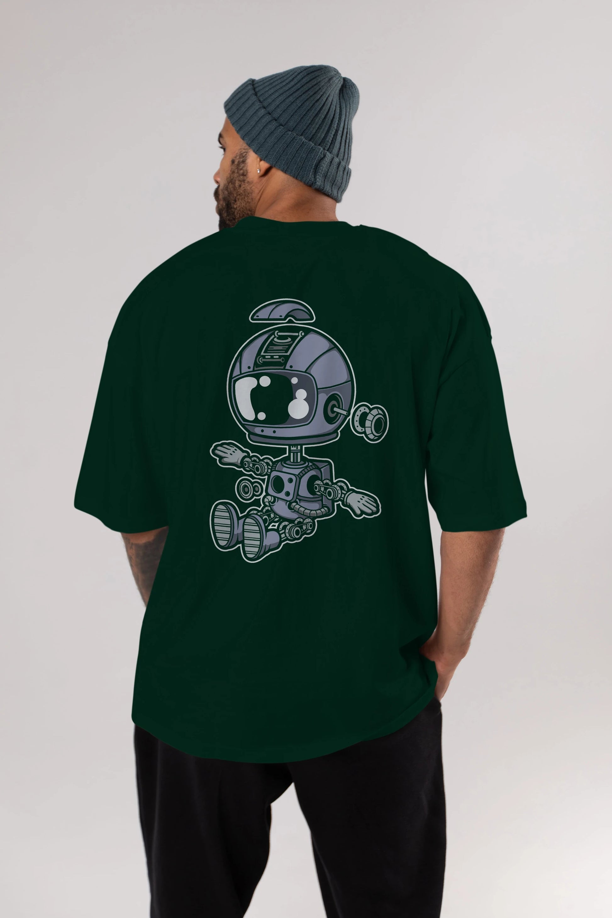 Astronaut Robot Arka Baskılı Oversize t-shirt Erkek Kadın Unisex