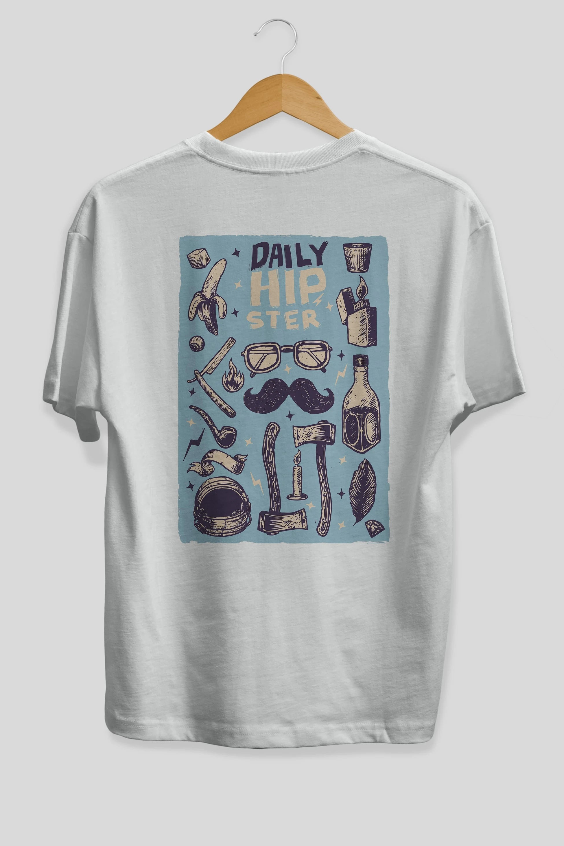 Hipster Arka Baskılı Oversize t-shirt Erkek Kadın Unisex %100 Pamuk
