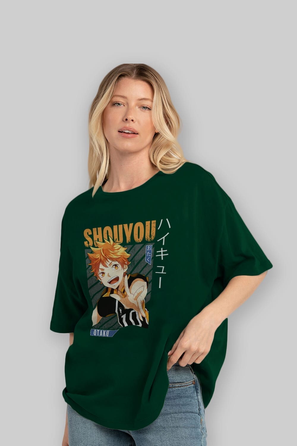 Shouyou Hinata 9 Anime Ön Baskılı Oversize t-shirt %100 pamuk Erkek Kadın Unisex