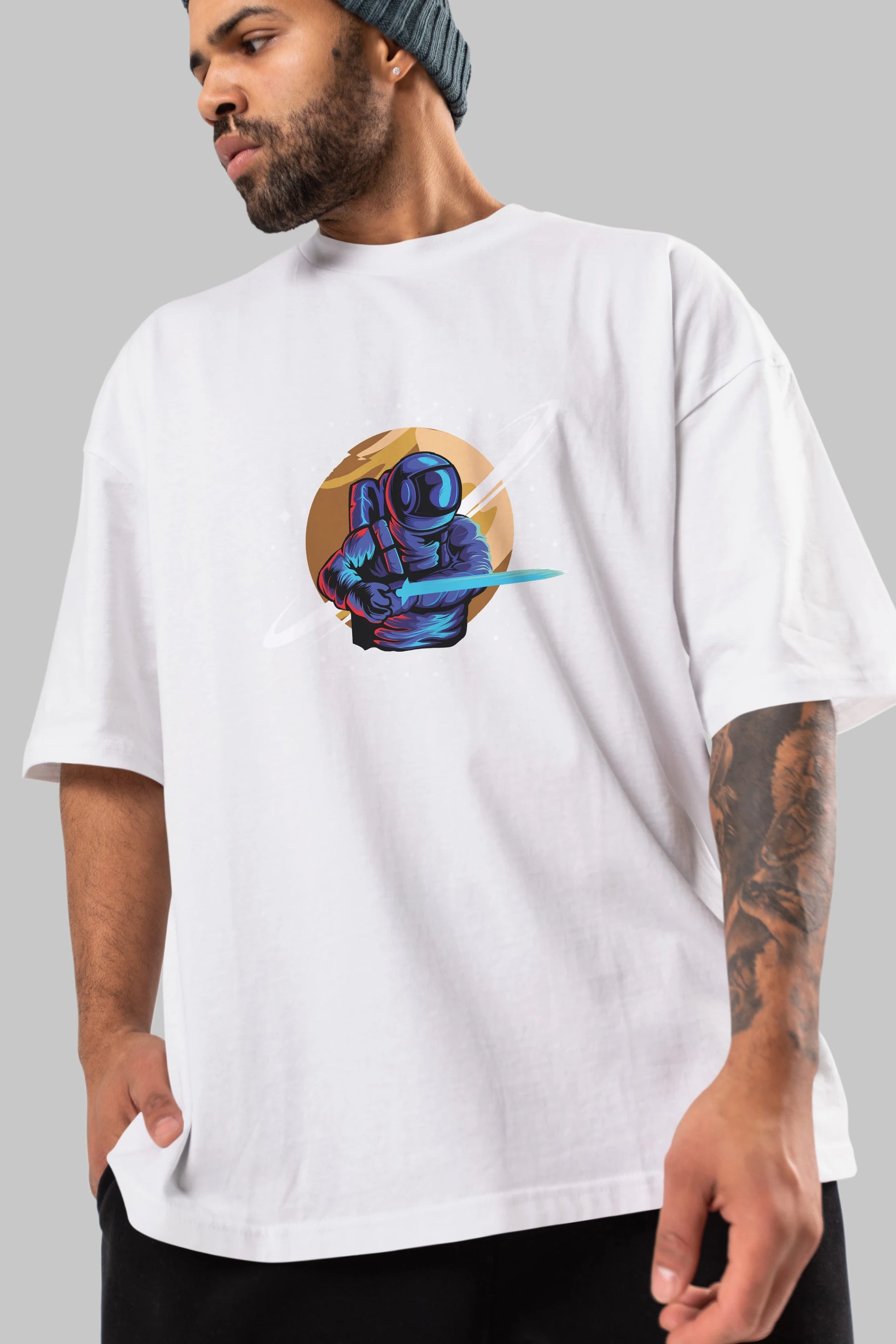 Astro Knight Ön Baskılı Oversize t-shirt Erkek Kadın Unisex