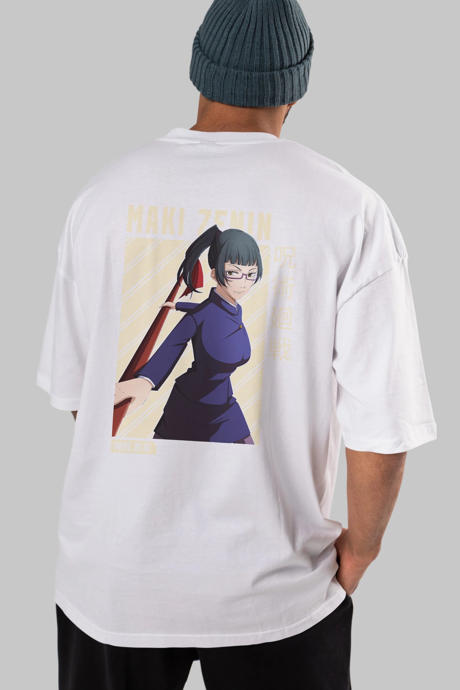 Maki Zenin CHAİNSAWMAN Anime Arka Baskılı Oversize t-shirt Erkek Kadın Unisex