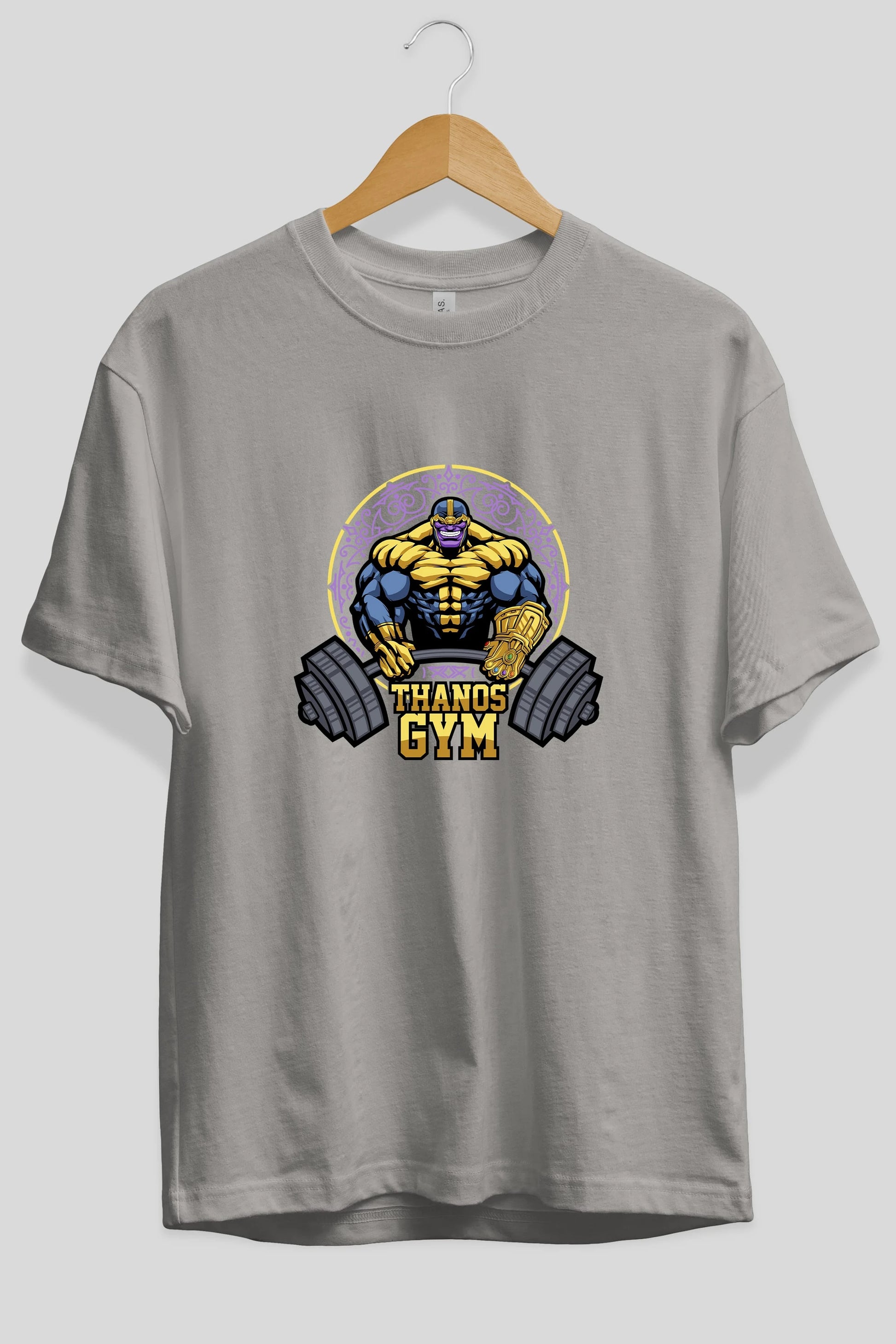 Thanos GYM Ön Baskılı Oversize t-shirt Erkek Kadın Unisex %100 Pamuk Bisiklet Yaka tişort