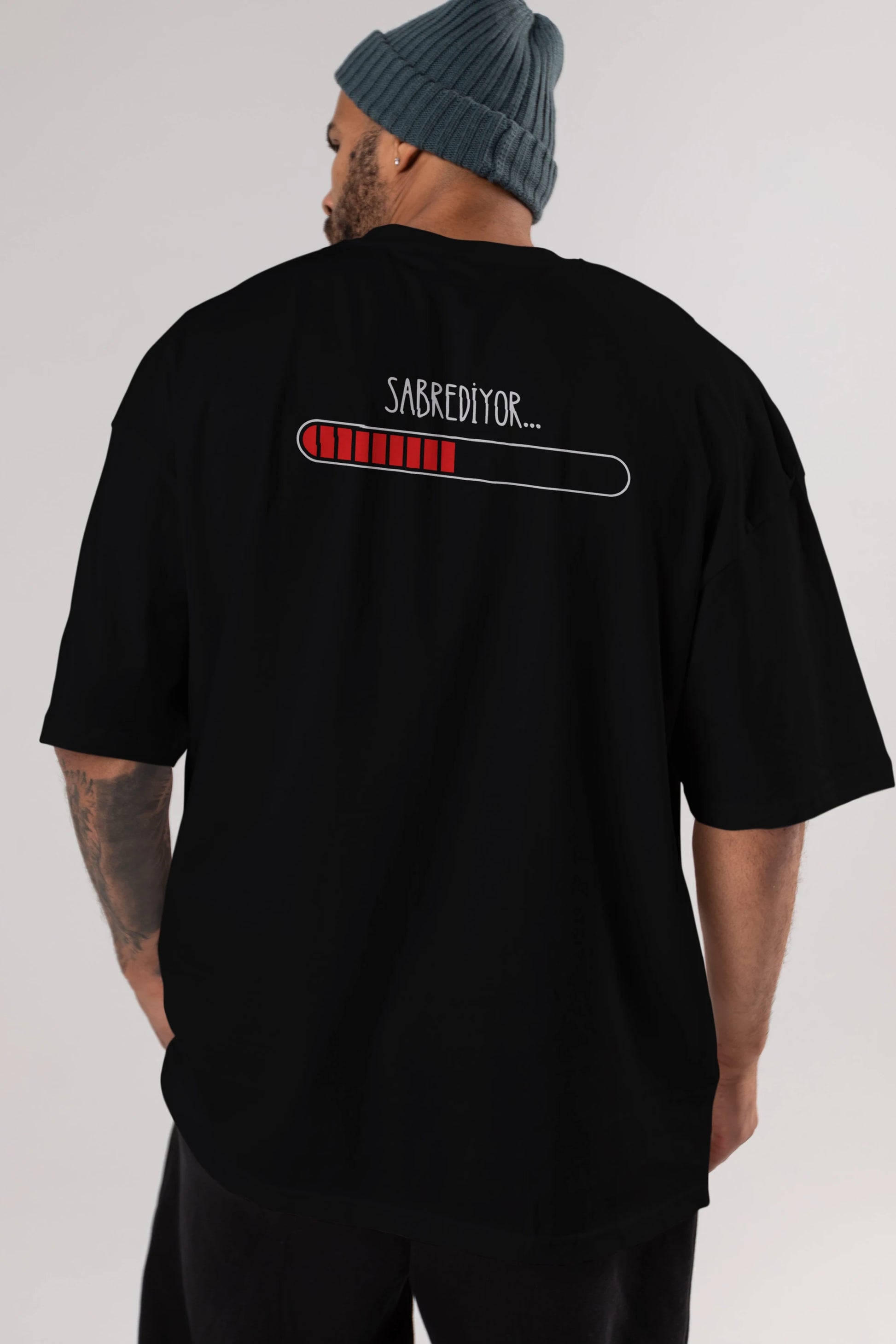 Sabrediyor Yazılı Arka Baskılı Oversize t-shirt Erkek Kadın Unisex