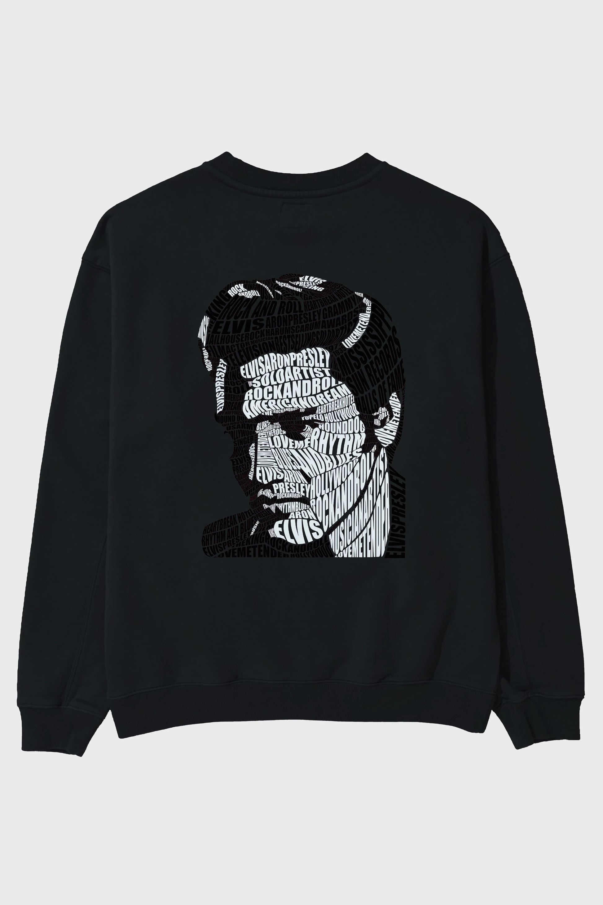 Elvis Presley Calligram Arka Baskılı Oversize Sweatshirt Erkek Kadın Unisex
