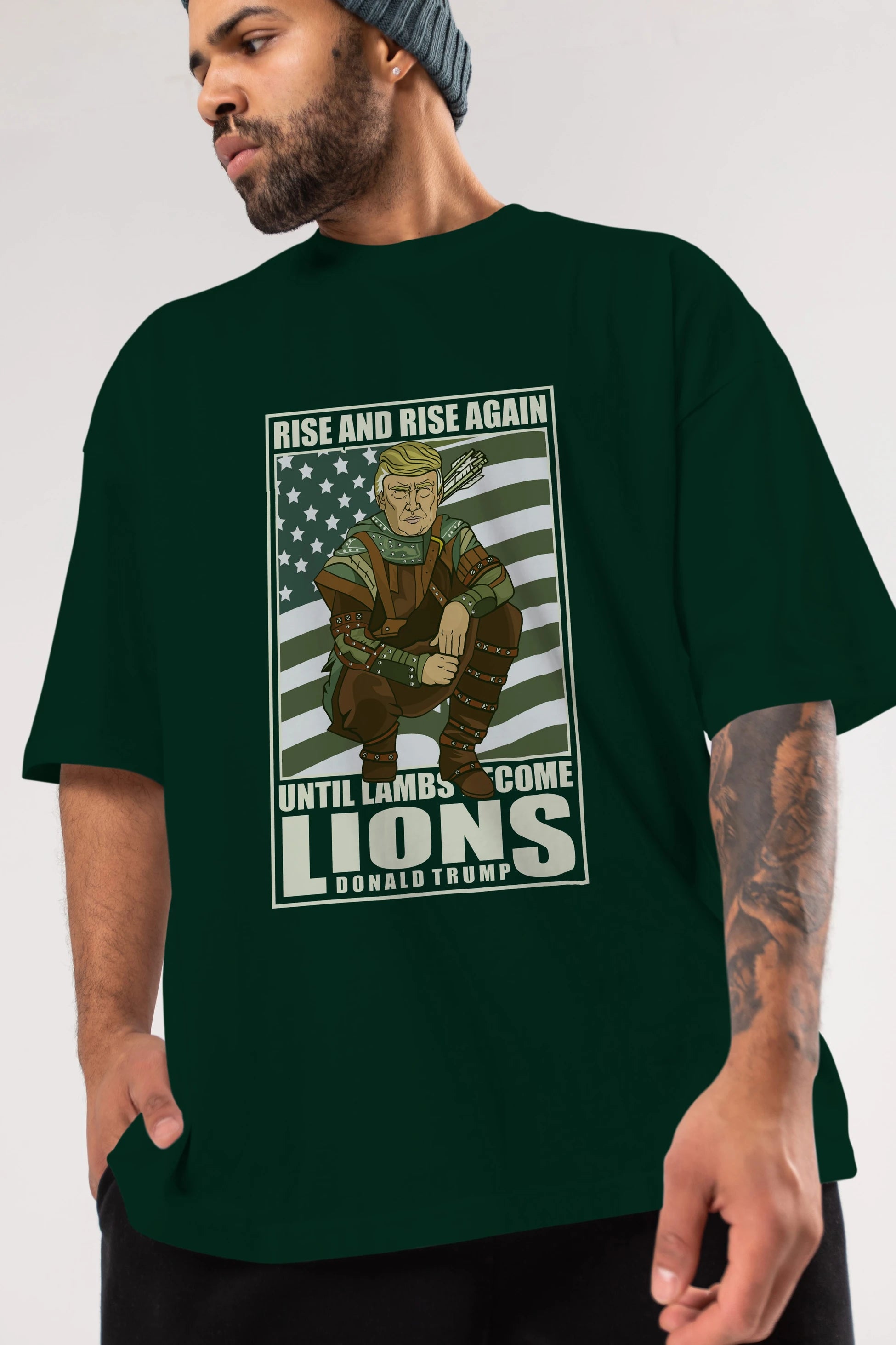 Robin Hood Trump Ön Baskılı Oversize t-shirt Erkek Kadın Unisex %100 Pamuk tişort