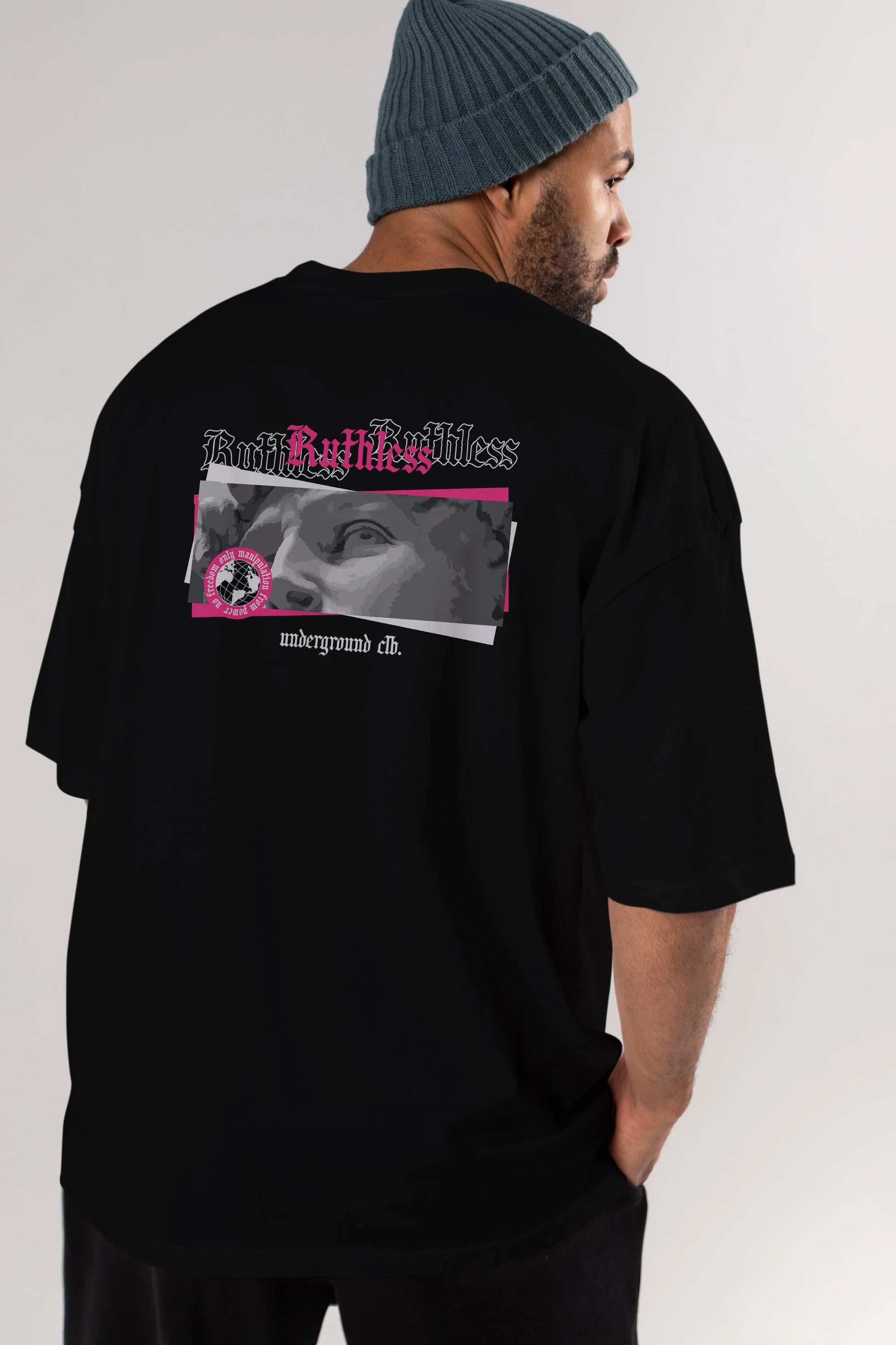 Ruthless Arka Baskılı Oversize t-shirt Erkek Kadın Unisex