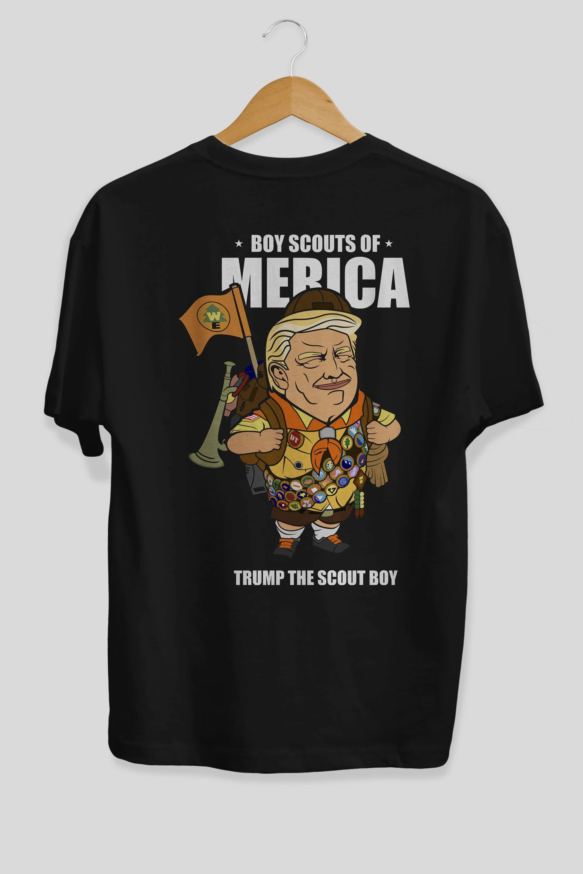 Trump Scout Boy Arka Baskılı Oversize t-shirt Erkek Kadın Unisex %100 Pamuk tişort