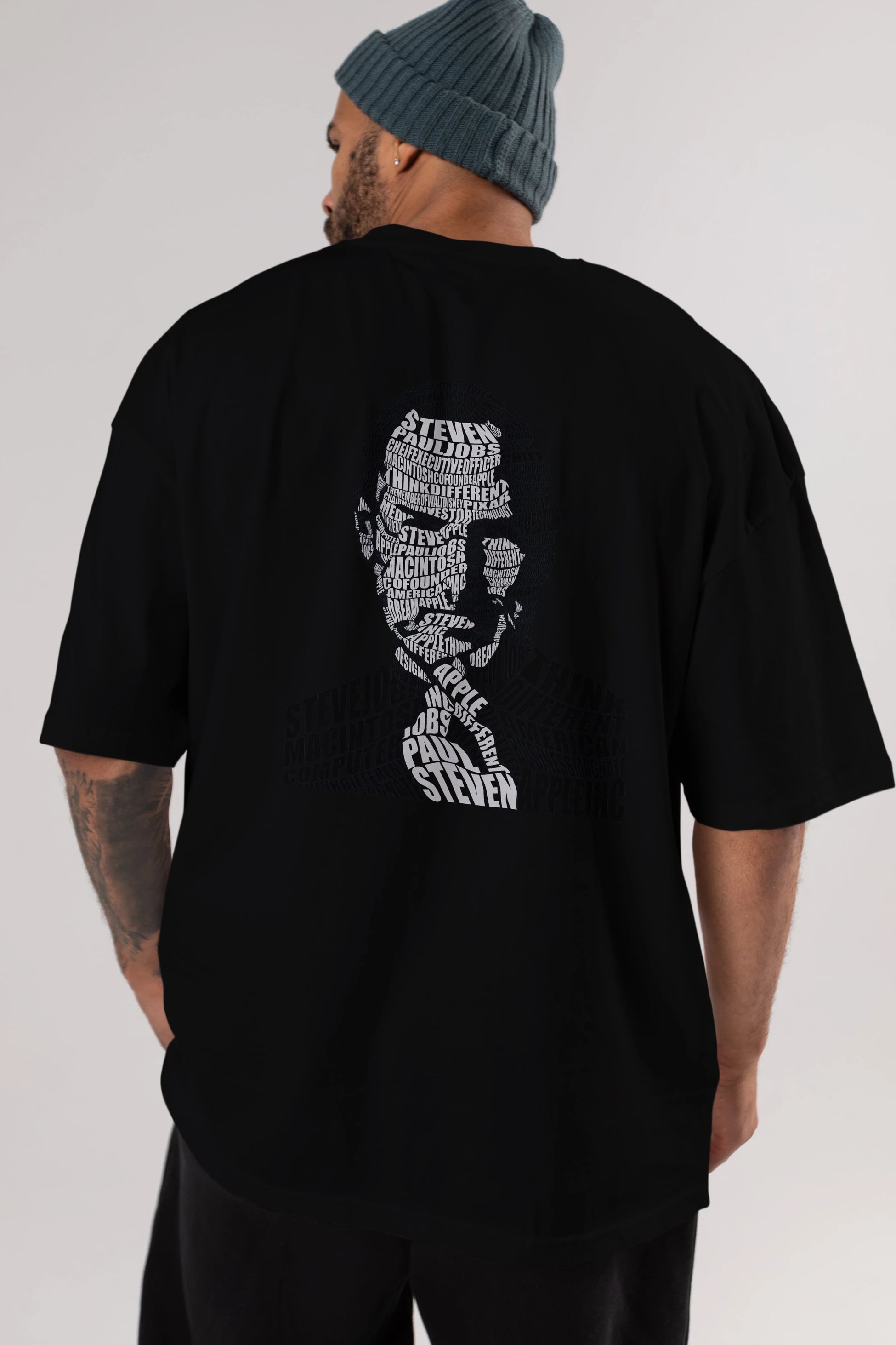 Steve Jobs Calligram Arka Baskılı Oversize t-shirt %100 pamuk Erkek Kadın Unisex