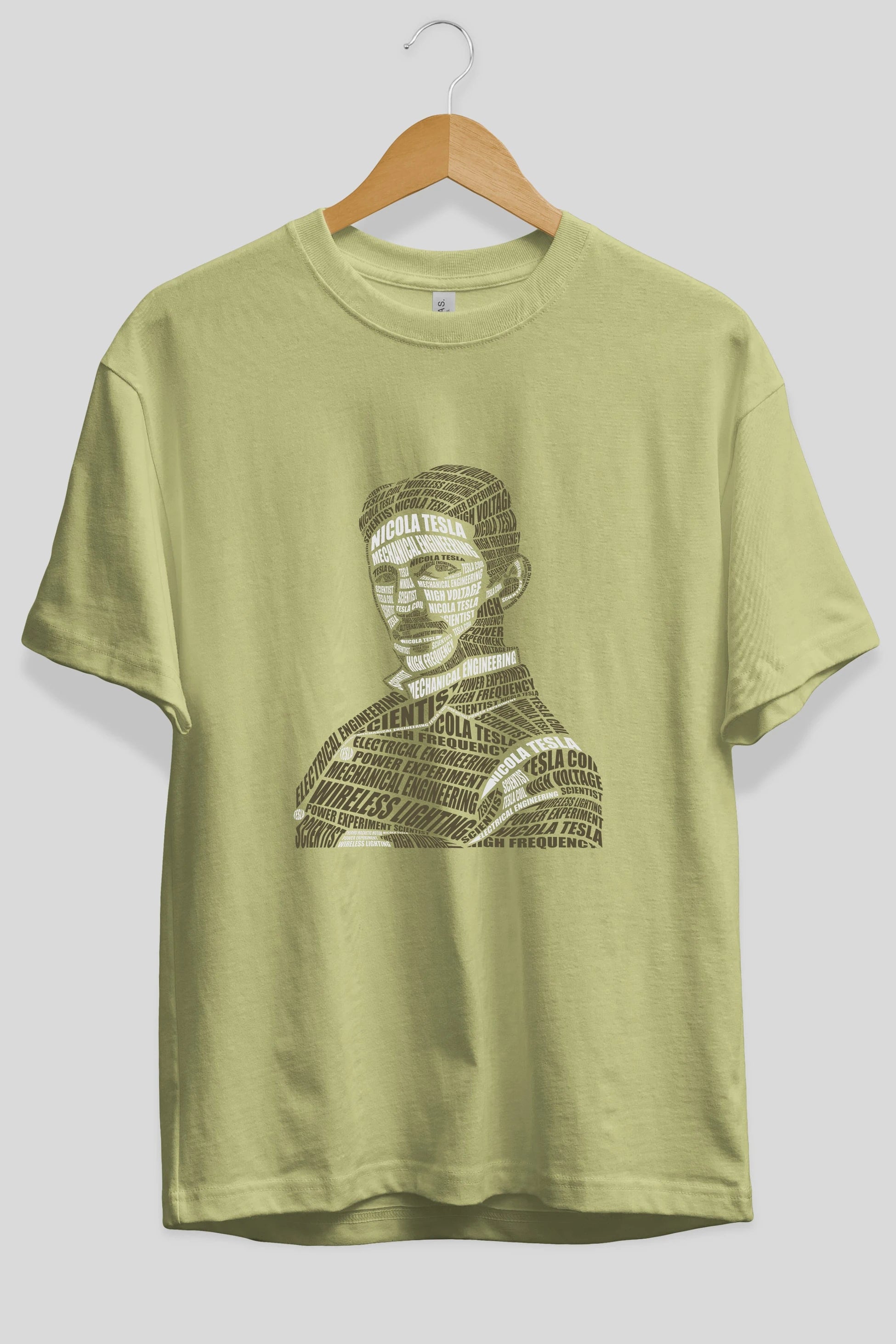 Nikola Tesla Calligram Ön Baskılı Oversize t-shirt %100 pamuk Erkek Kadın Unisex