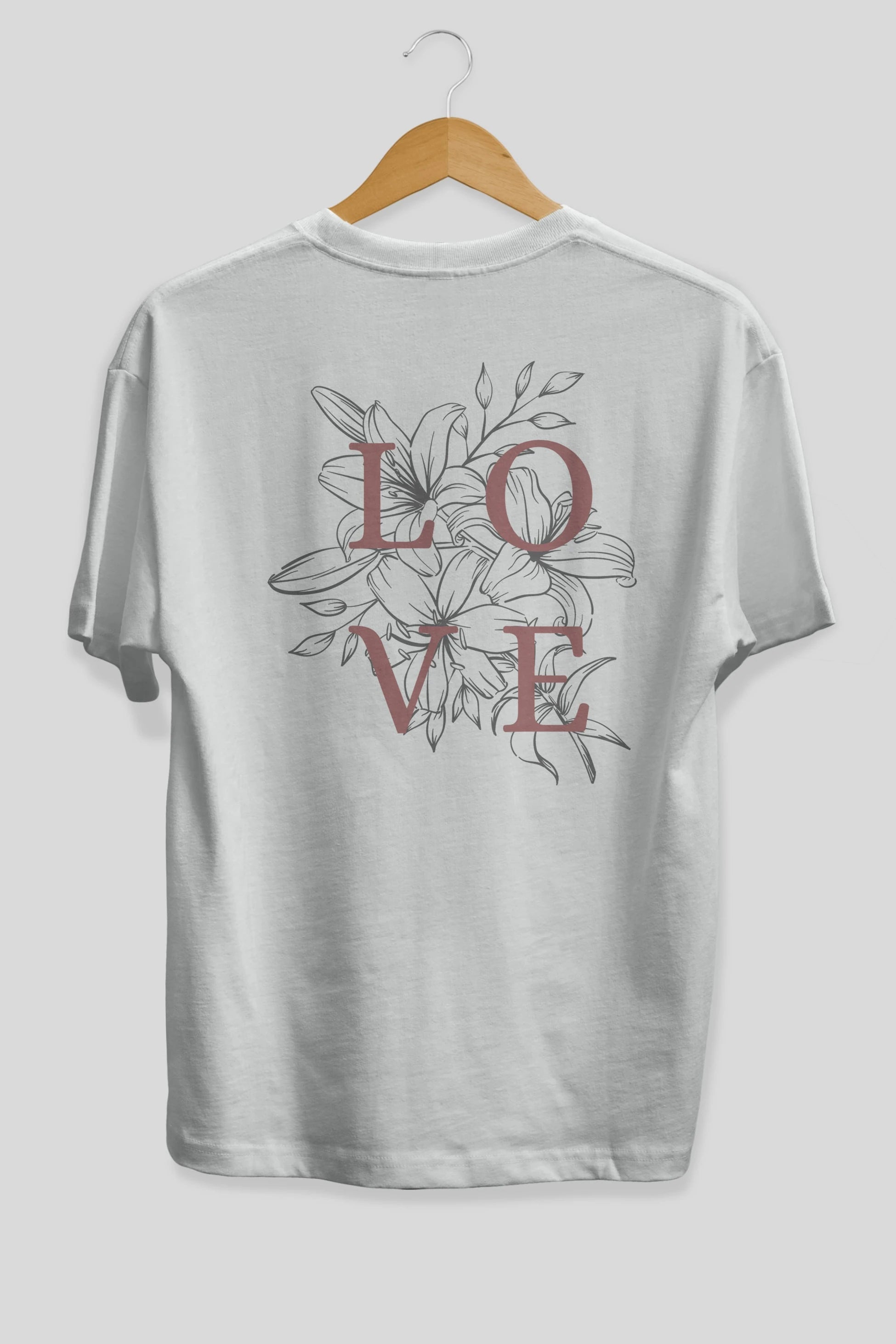 Love Yazılı Arka Baskılı Oversize t-shirt Erkek Kadın Unisex