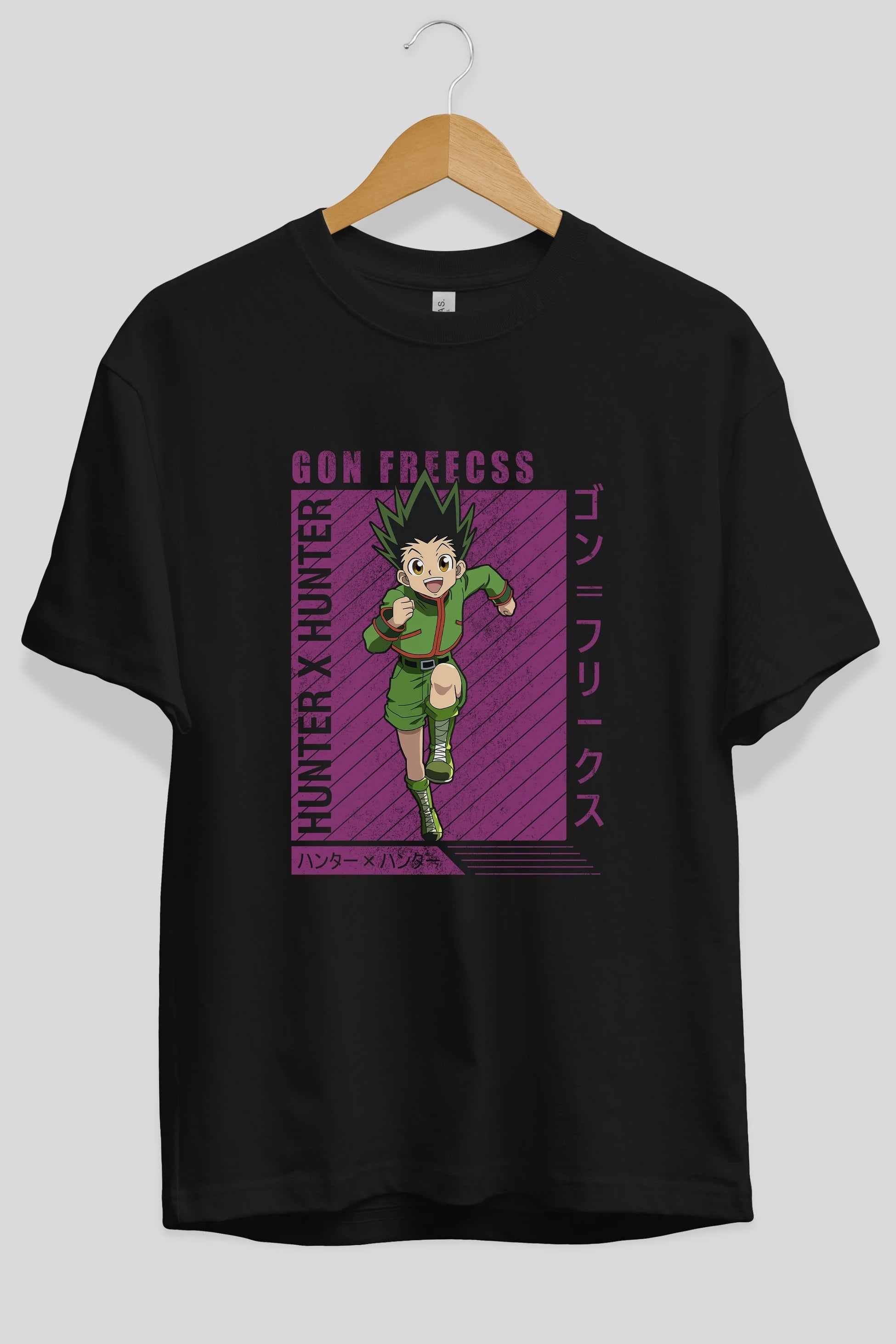 Gon Freecss HUNTER X HUNTER 3 Anime Ön Baskılı Oversize t-shirt %100 pamuk Erkek Kadın Unisex