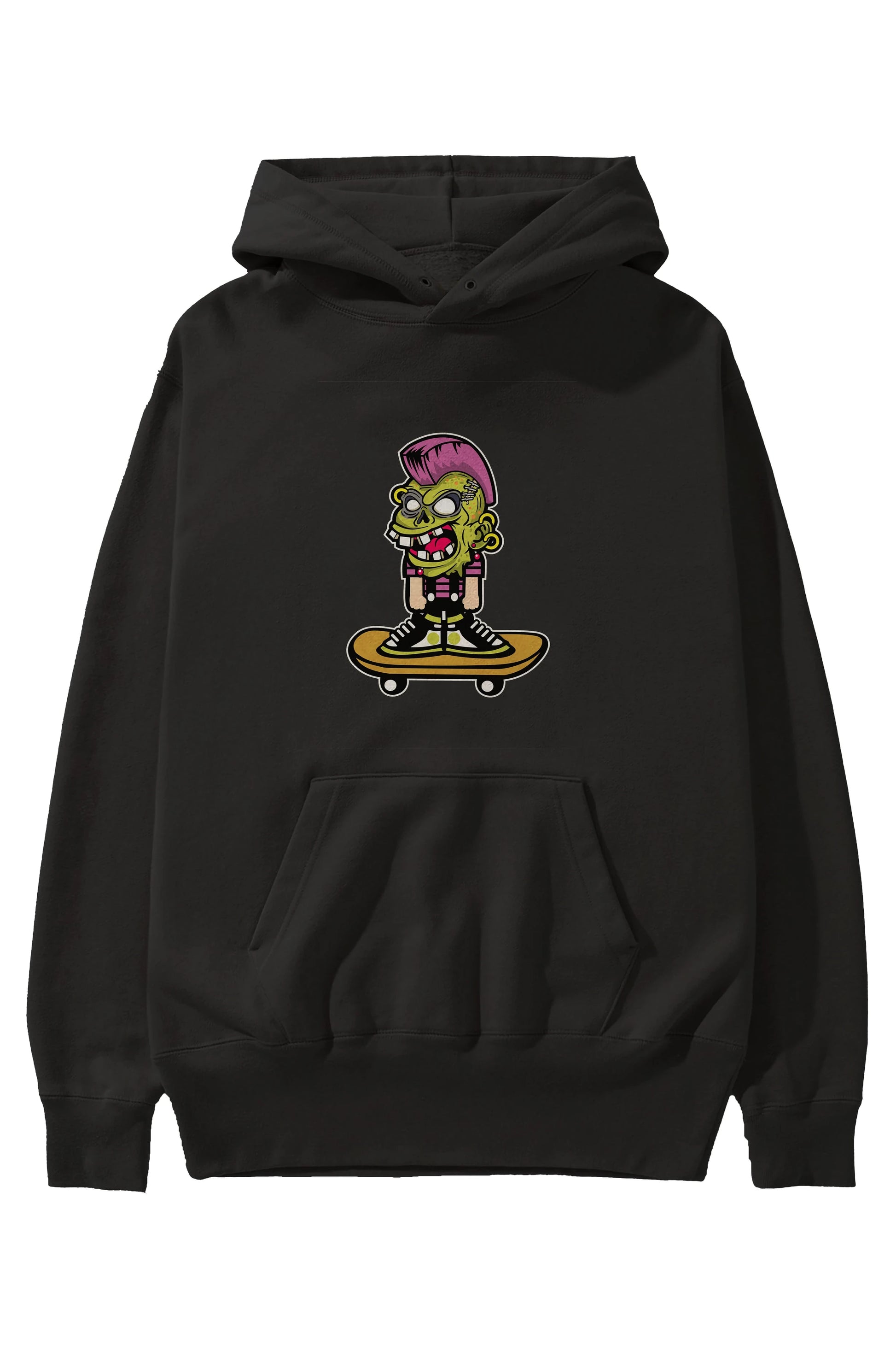 Zombie Punk Skater Ön Baskılı Hoodie Oversize Kapüşonlu Sweatshirt Erkek Kadın Unisex