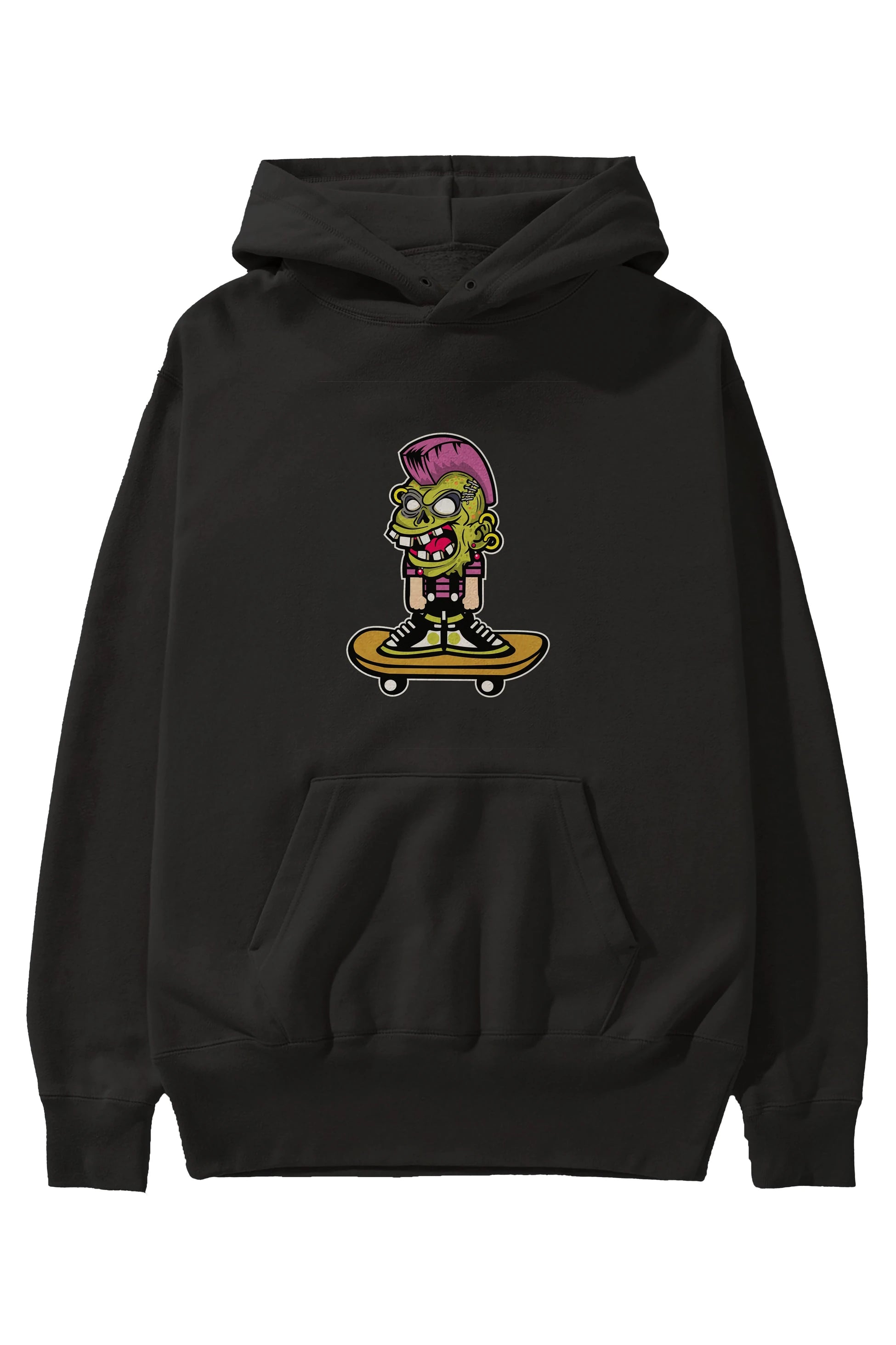 Zombie Punk Skater Ön Baskılı Hoodie Oversize Kapüşonlu Sweatshirt Erkek Kadın Unisex