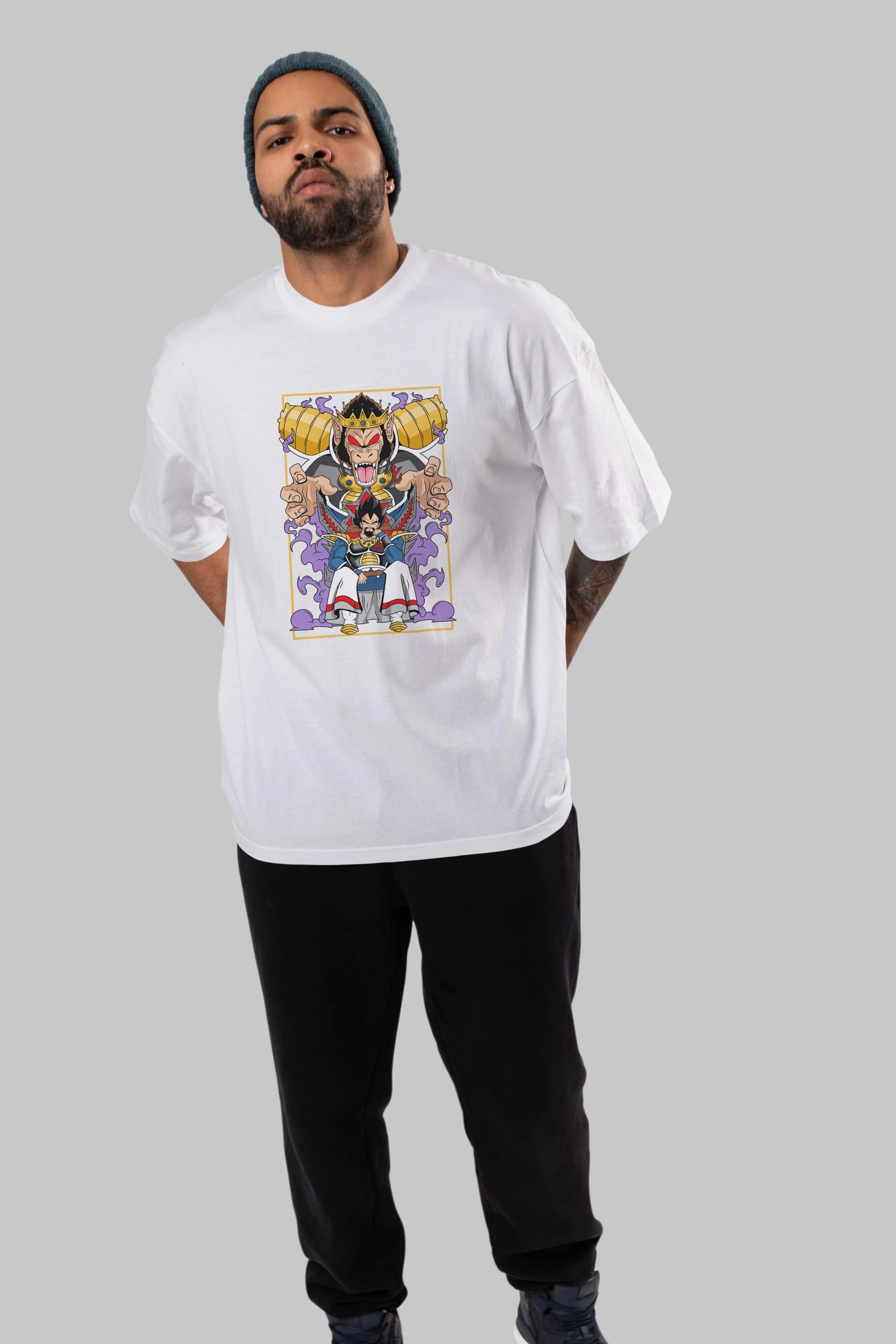 DragonBall ReyVegeta Anime Ön Baskılı Oversize t-shirt %100 pamuk Erkek Kadın Unisex