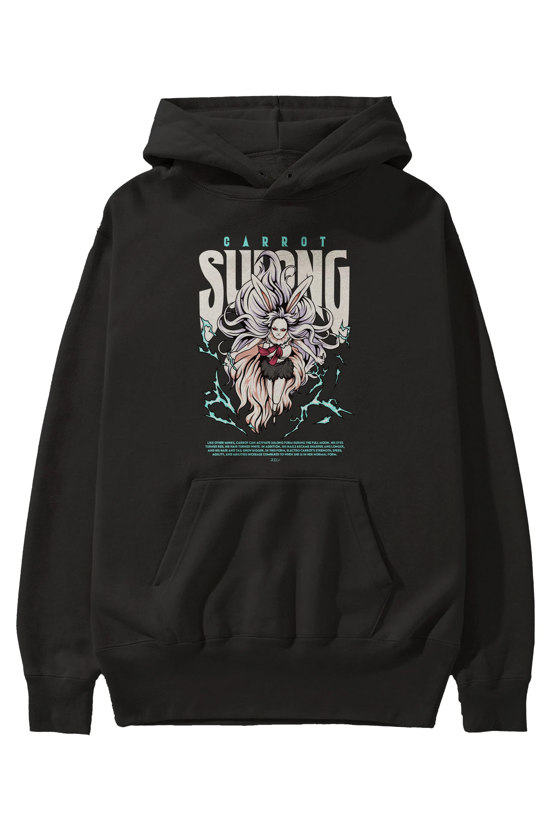 Carrot Sulong Anime Ön Baskılı Hoodie Oversize Kapüşonlu Sweatshirt Erkek Kadın Unisex