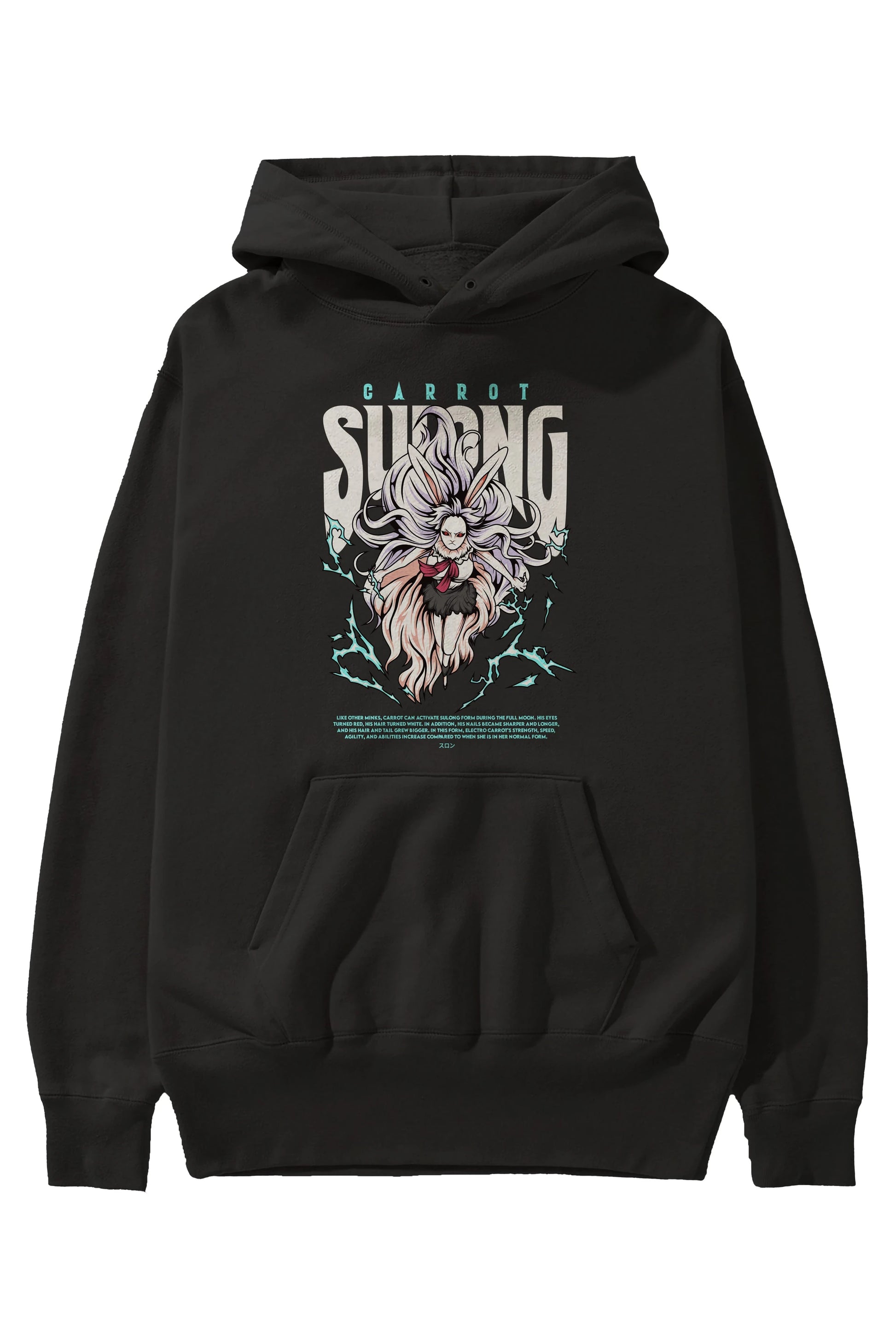 Carrot Sulong Anime Ön Baskılı Hoodie Oversize Kapüşonlu Sweatshirt Erkek Kadın Unisex